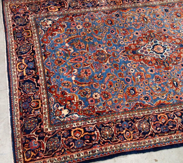 Handmade Antique Kashan Style Rug, 1900s, 1B706 For Sale at 1stDibs