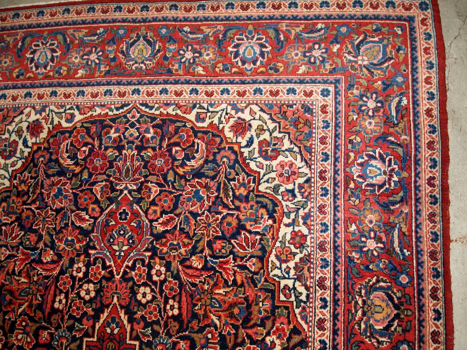 Tappeto antico fatto a mano in stile Kashan, anni '10, 1B734 in vendita 3