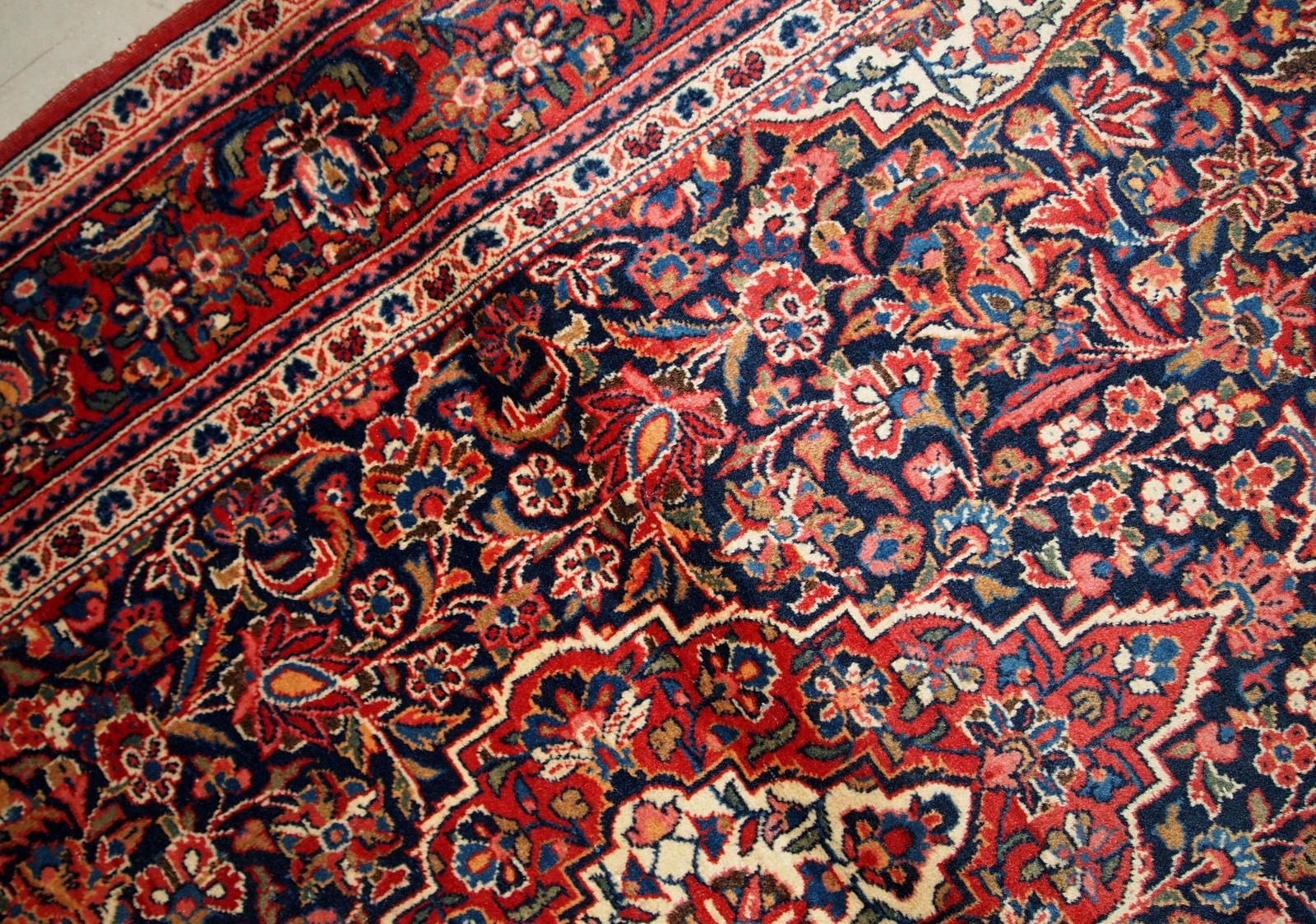 Tappeto antico fatto a mano in stile Kashan, anni '10, 1B734 in vendita 1