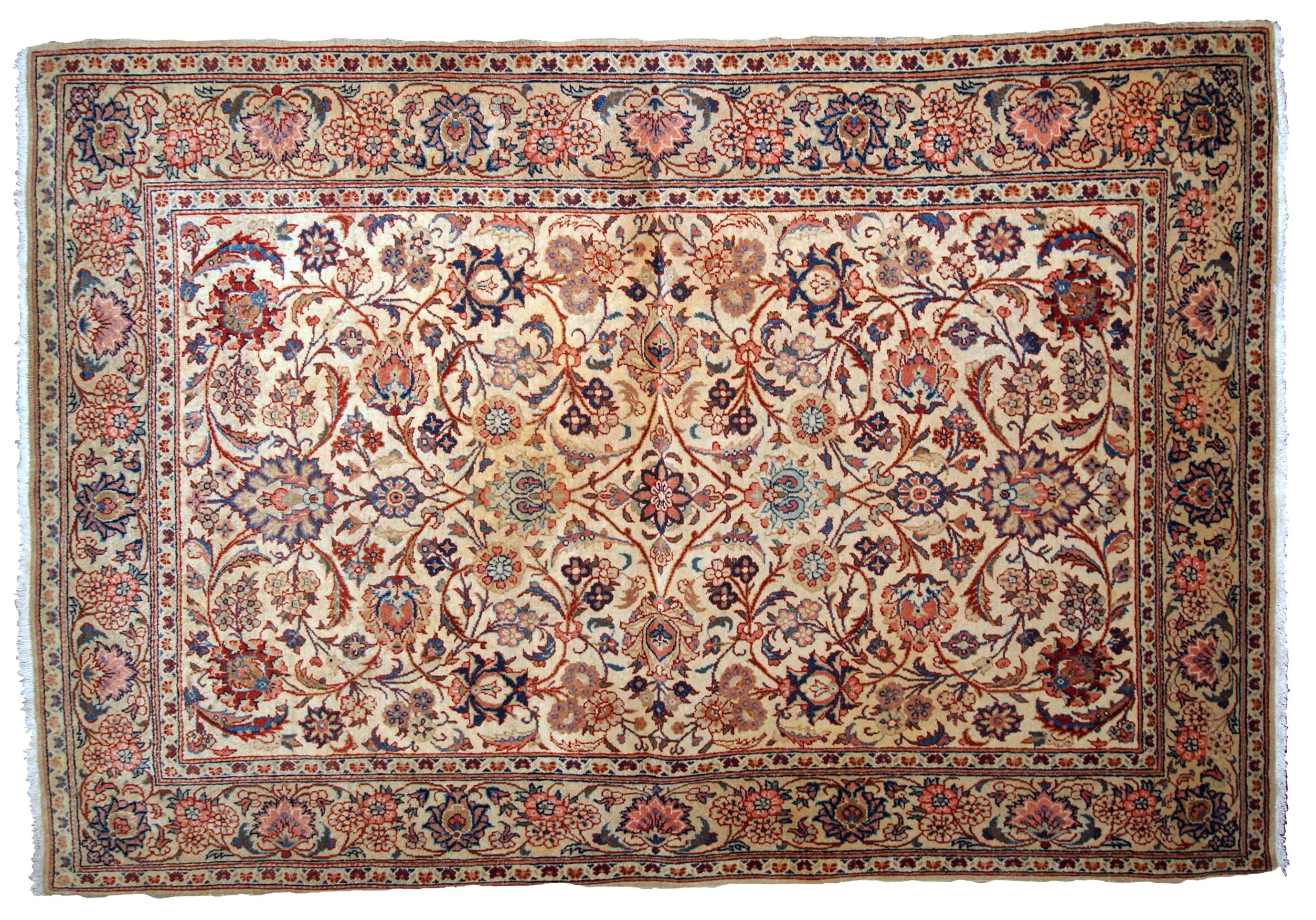 Handmade Antique Kashan Style Rug, 1910s, 1B735 For Sale 3
