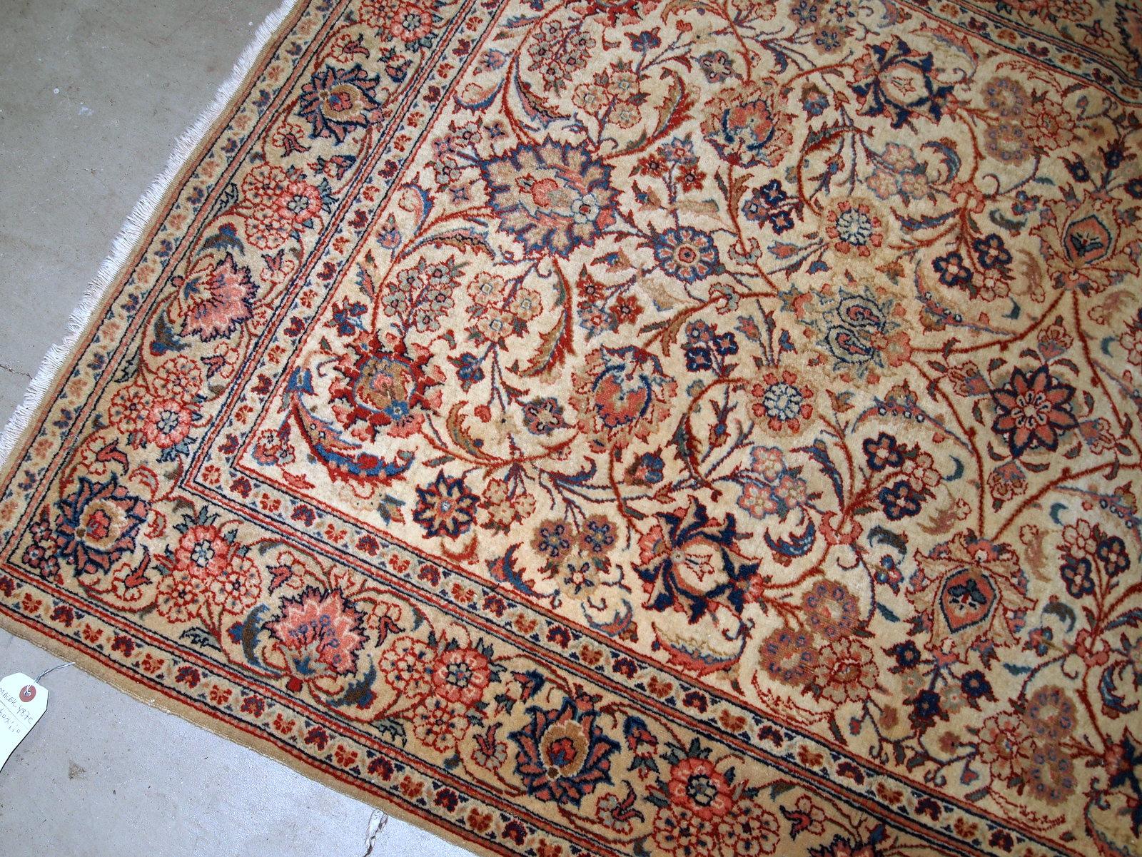 Wool Handmade Antique Kashan Style Rug, 1910s, 1B735 For Sale