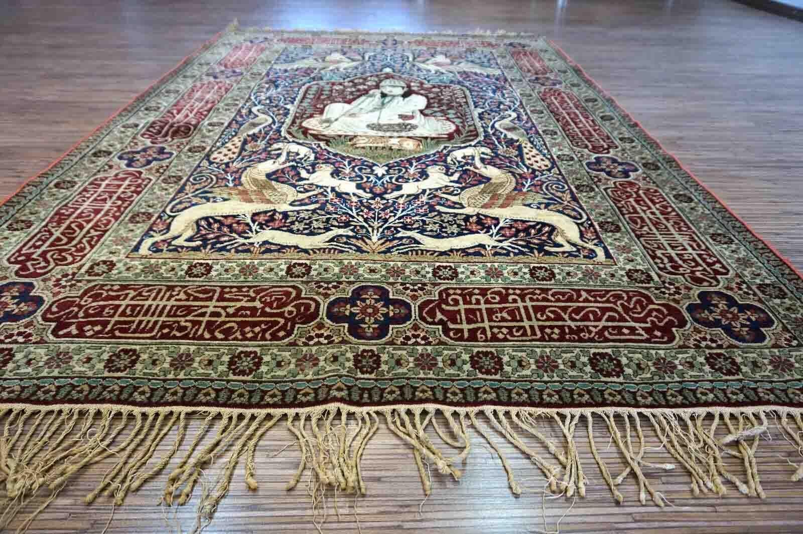 Handmade Antique Persian Style Kerman Lavar Rug, 1900s, 1D24 For Sale 2