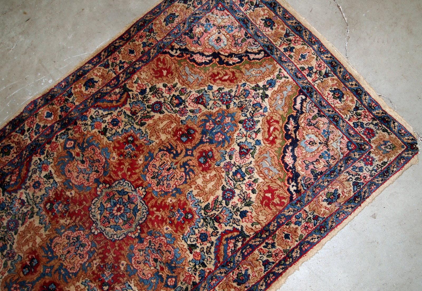 Wool Handmade Antique Kerman Style Rug, 1910s, 1B807 For Sale