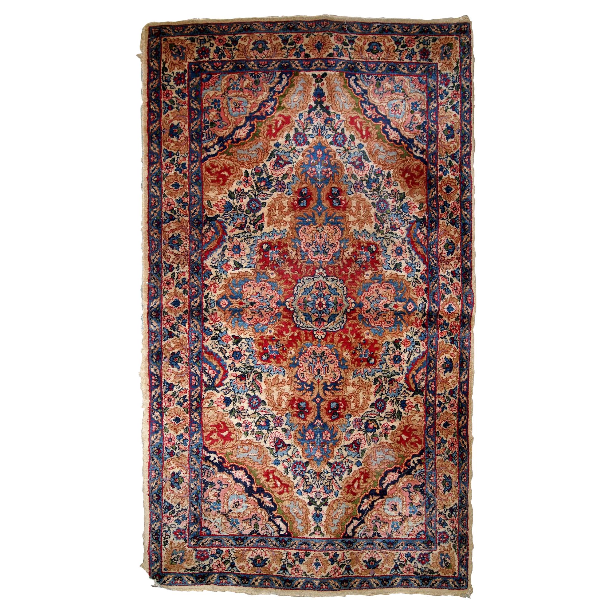 Handgefertigter antiker Teppich im Kerman-Stil, 1910er Jahre, 1B807