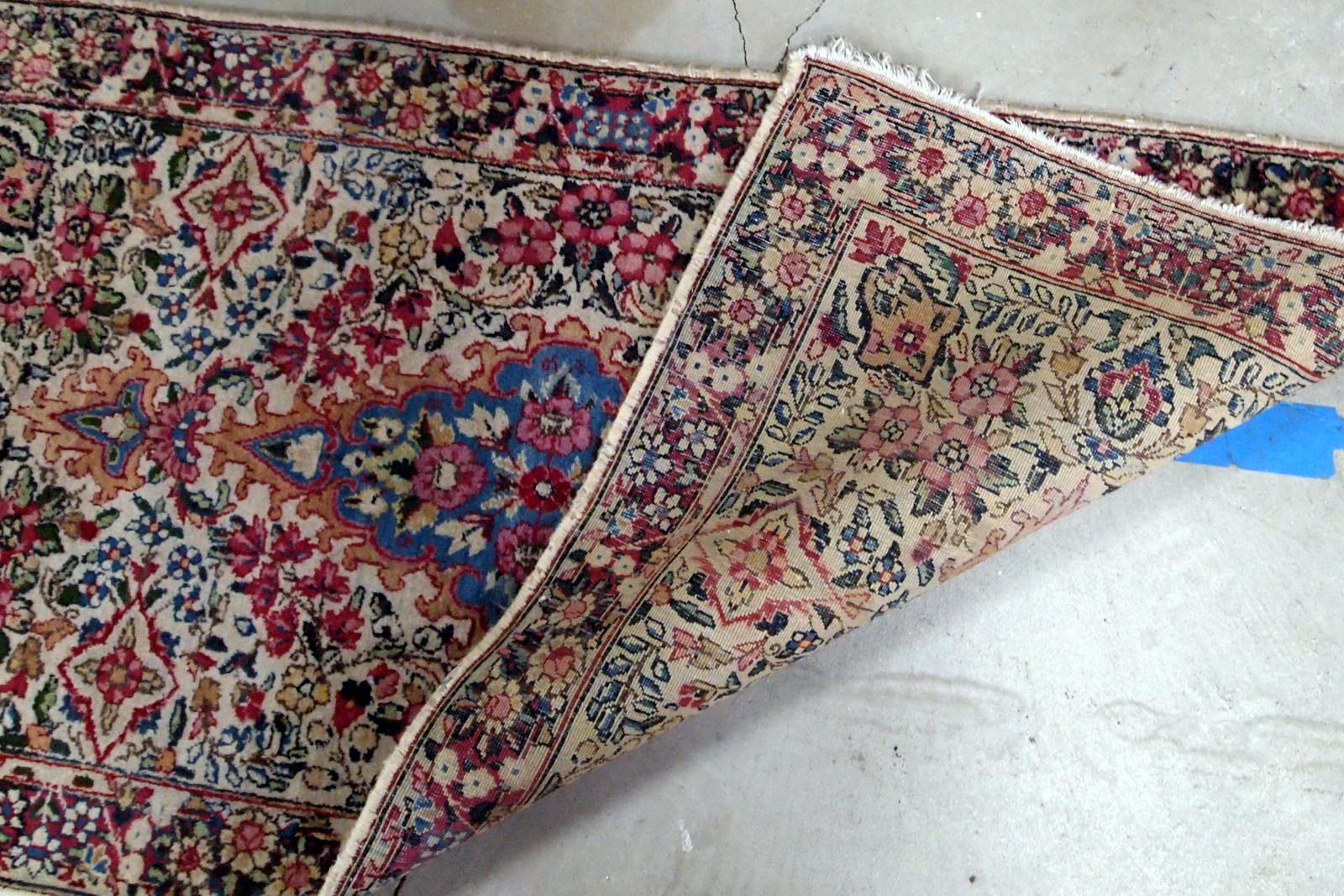 Antique handmade Kerman style rug in colourful shades. It is from the beginning of 20th century in original good condition.
 
  