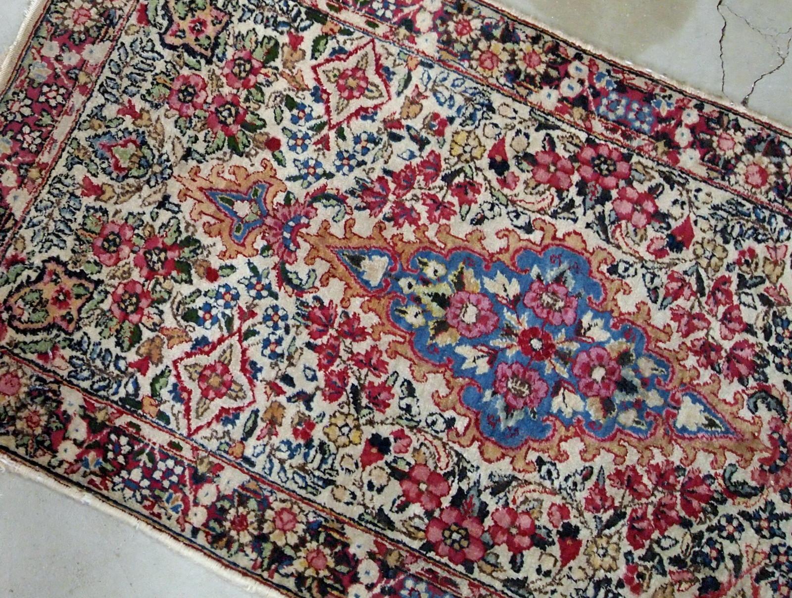 Hand-Knotted Handmade Antique Kerman Style Rug, 1910s, 1B705 For Sale