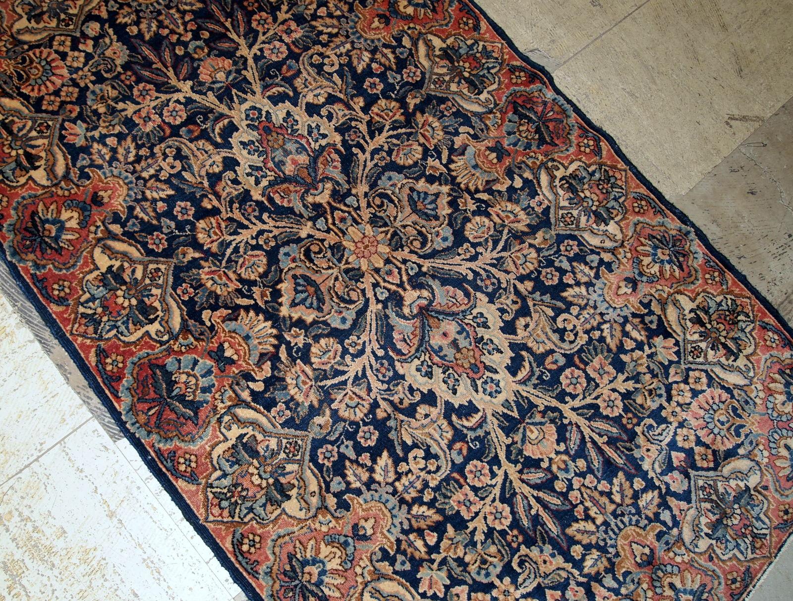 Hand-Knotted Handmade Antique Kerman Style Rug, 1920s, 1B671 For Sale