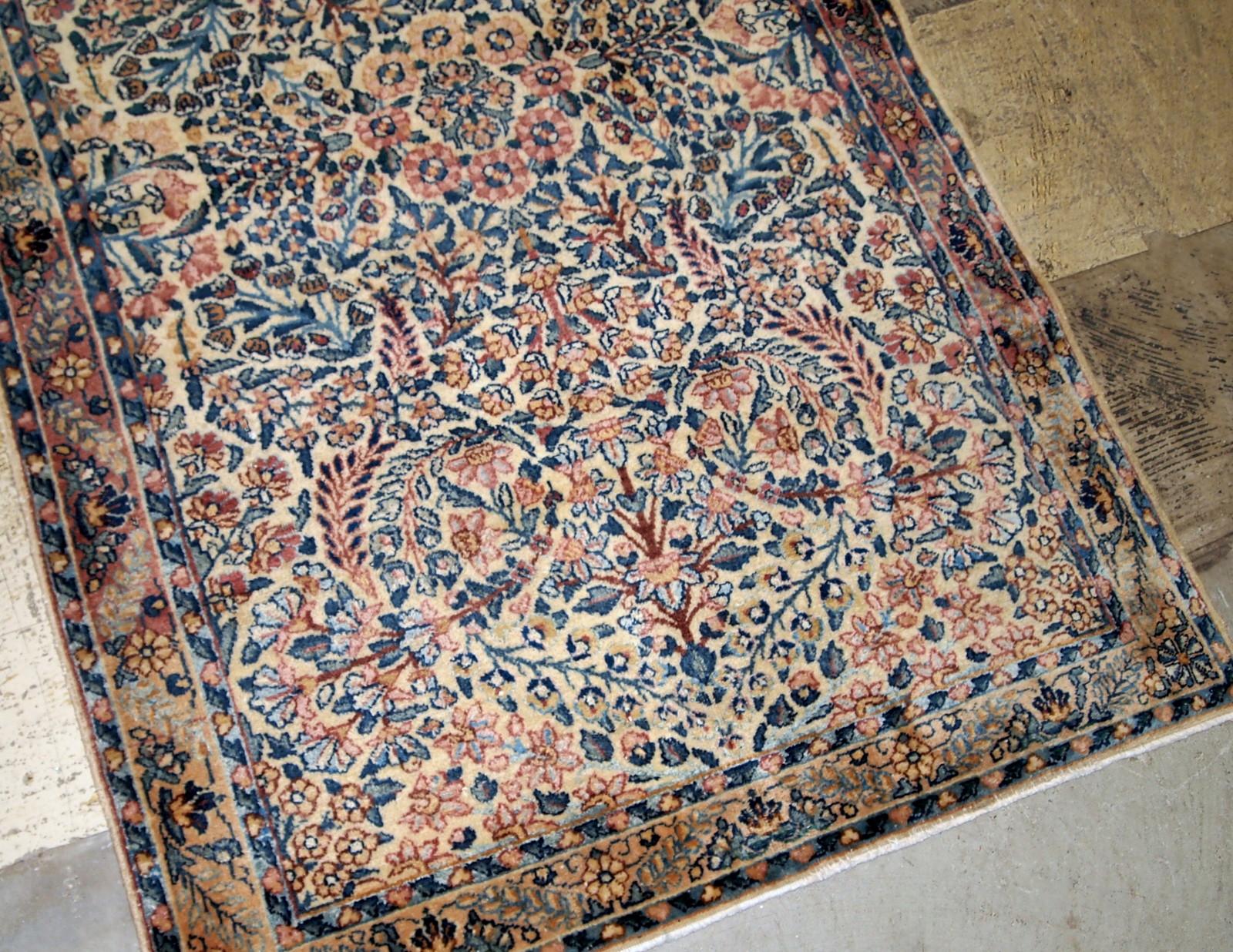 Hand-Knotted Handmade Antique Kerman Style Rug, 1920s, 1B673 For Sale