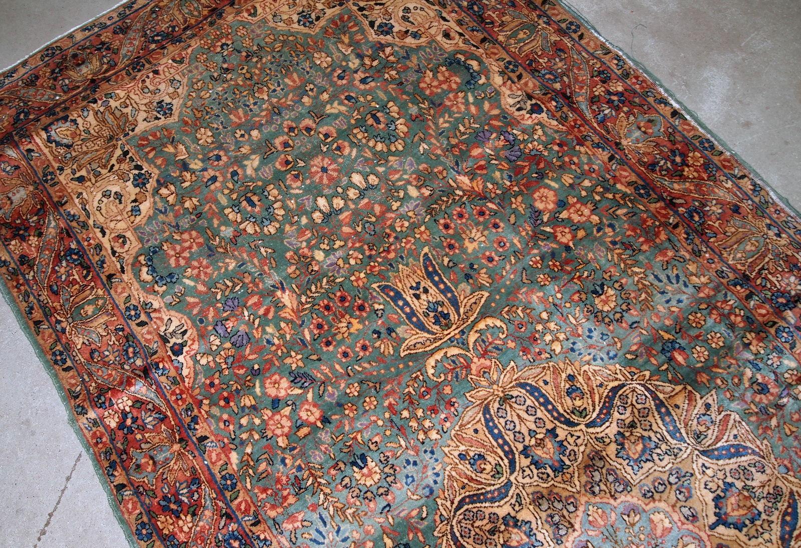 Hand-Knotted Handmade Antique Kerman Style Rug, 1920s, 1B791 For Sale