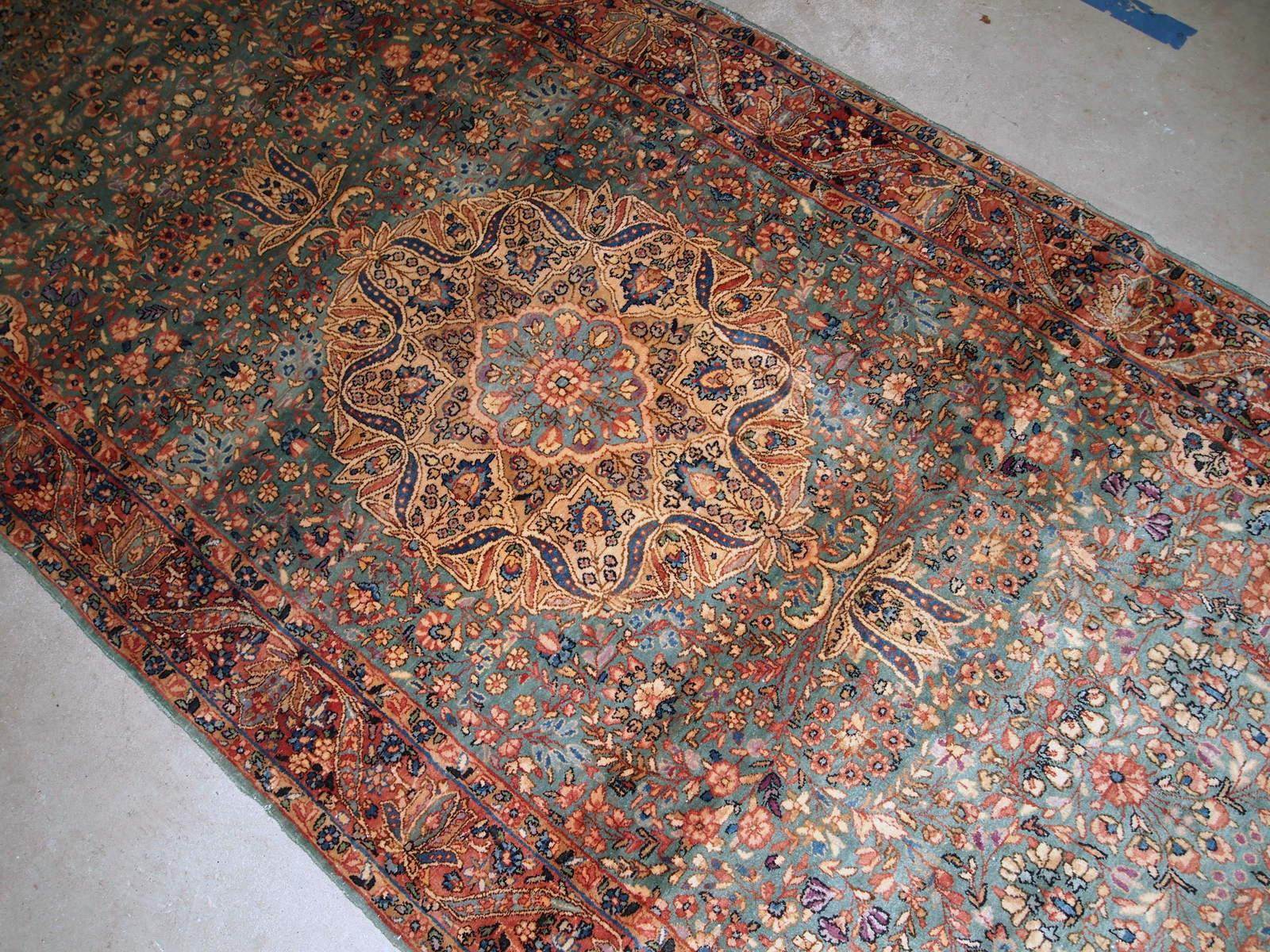 Early 20th Century Handmade Antique Kerman Style Rug, 1920s, 1B791 For Sale
