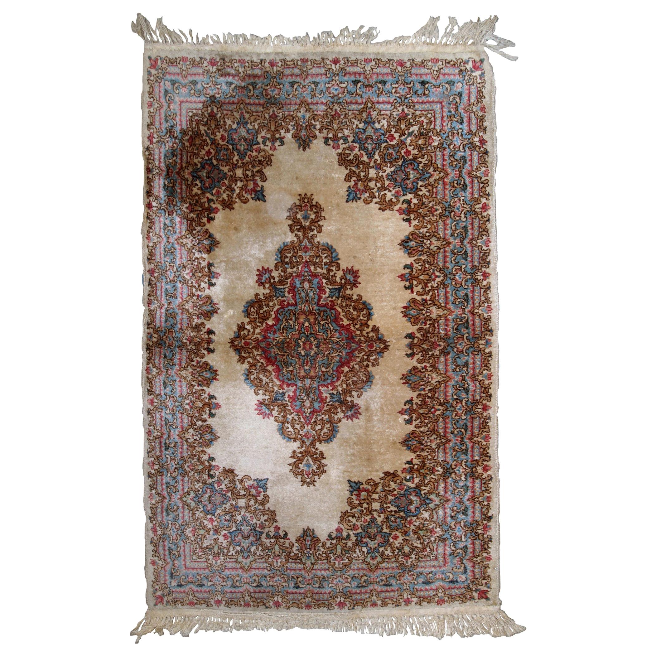 Handmade Antique Kerman Style Rug, 1930s, 1B809