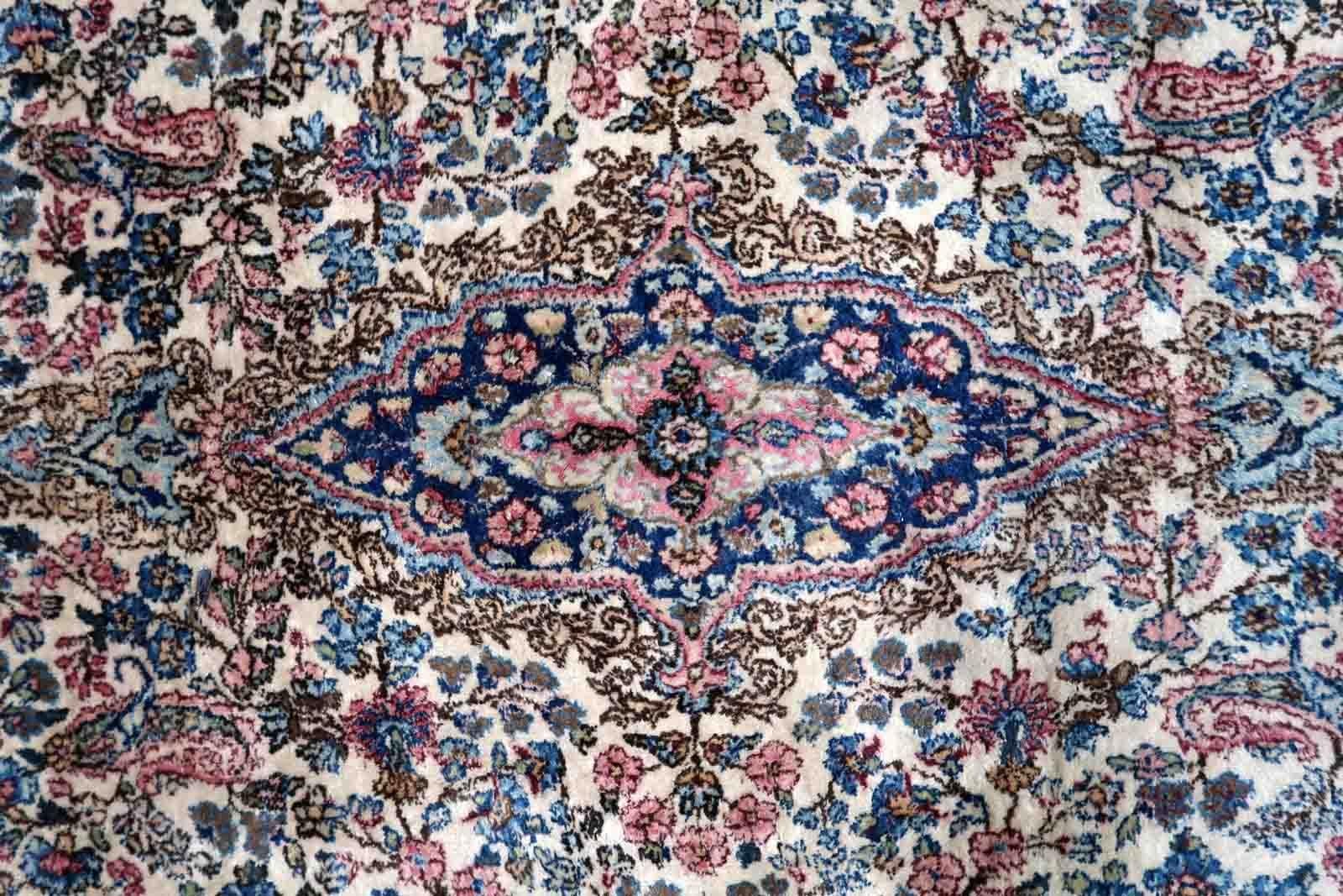 Handgefertigter antiker Teppich im Kerman-Stil, 1930er Jahre, 1c915 im Angebot 3