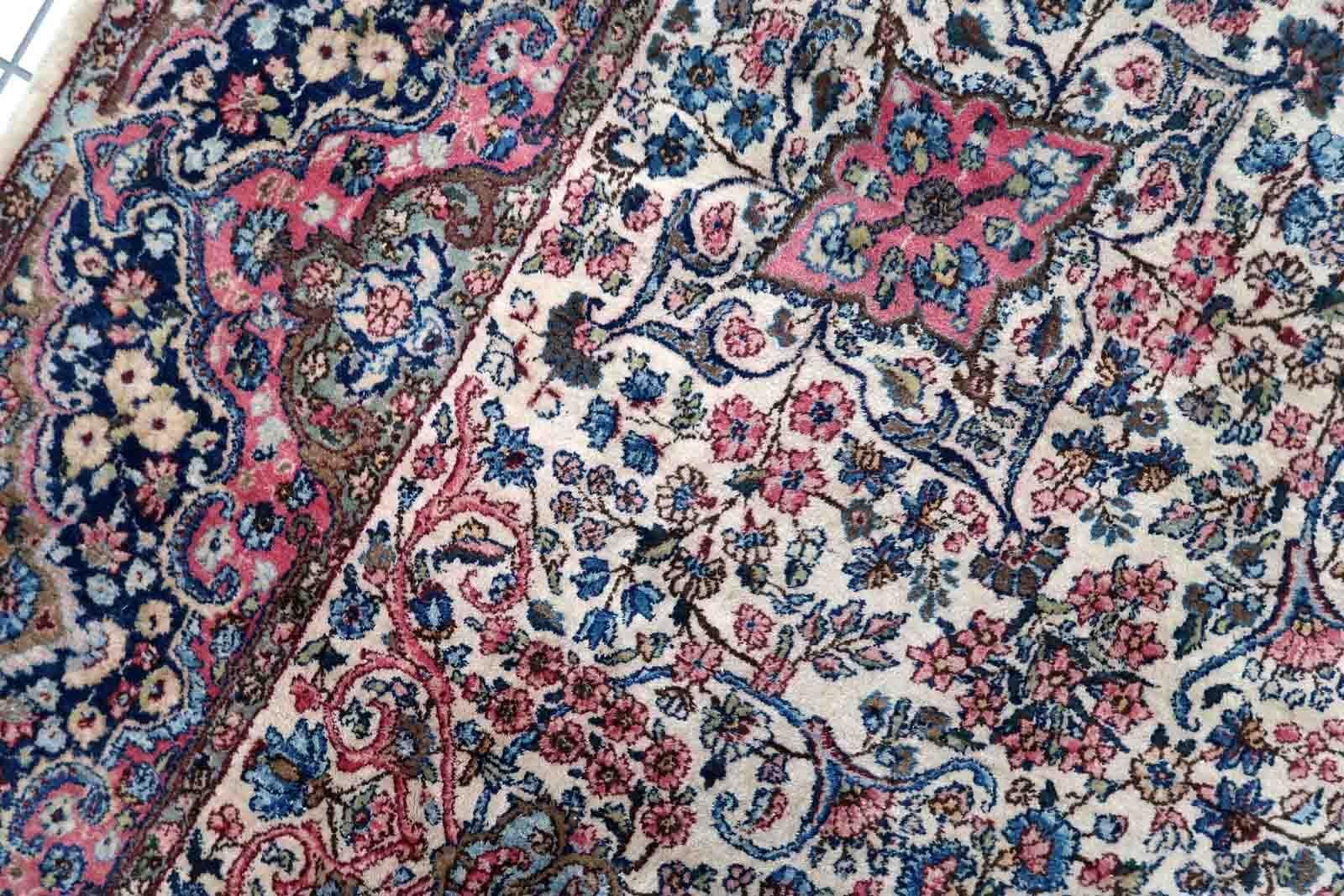 Handgefertigter antiker Teppich im Kerman-Stil, 1930er Jahre, 1c915 im Angebot 2