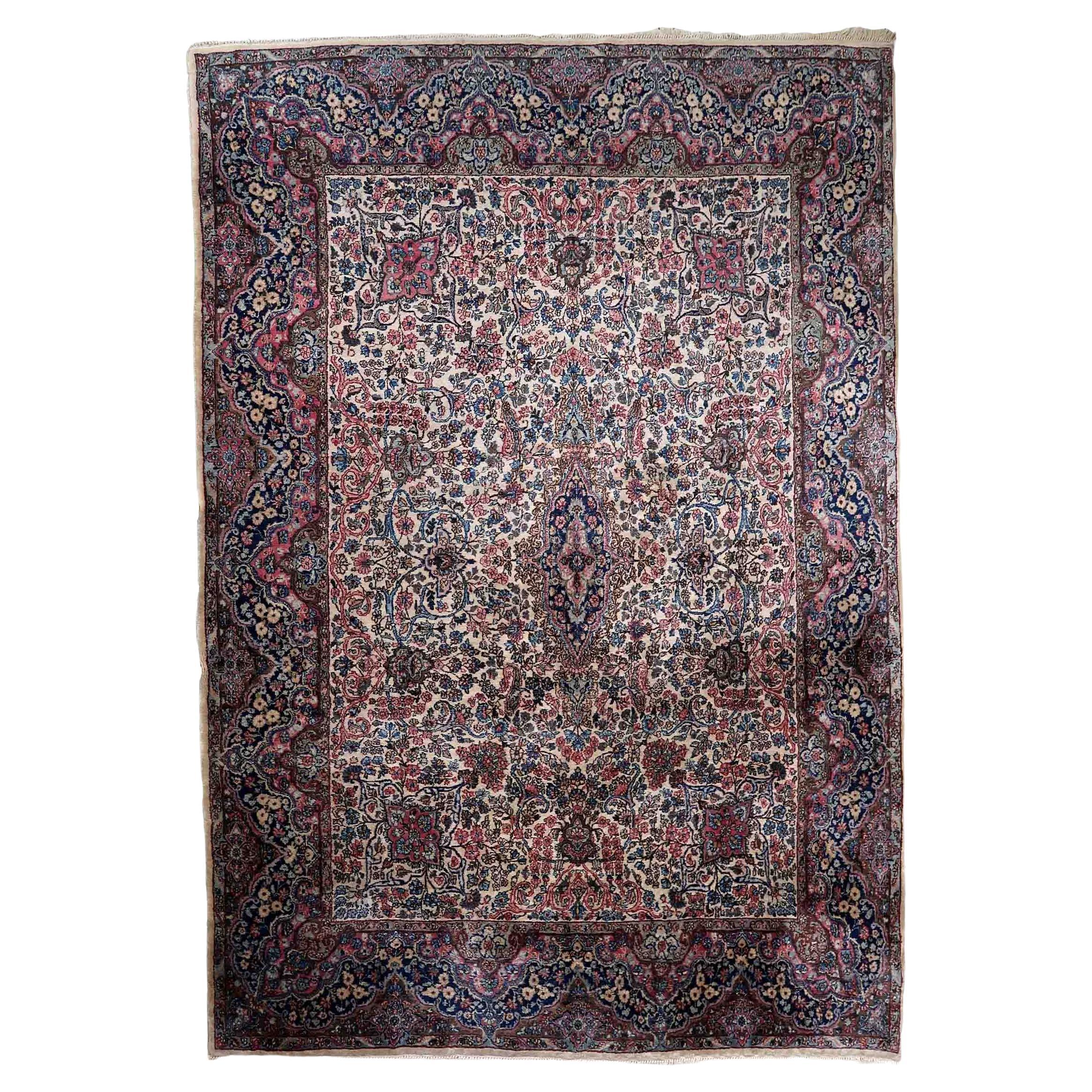Handgefertigter antiker Teppich im Kerman-Stil, 1930er Jahre, 1c915 im Angebot