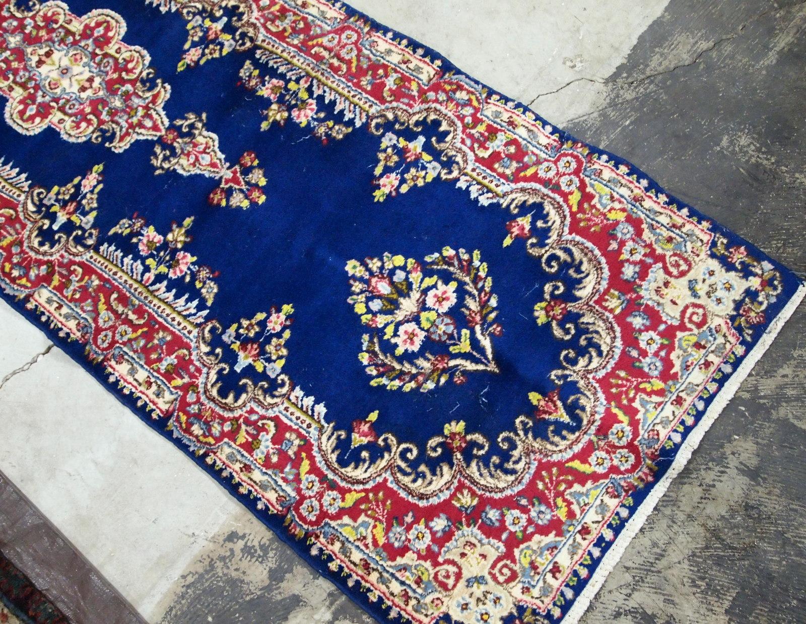 Hand-Knotted Handmade Antique Kerman Style Runner, 1930s, 1B710 For Sale