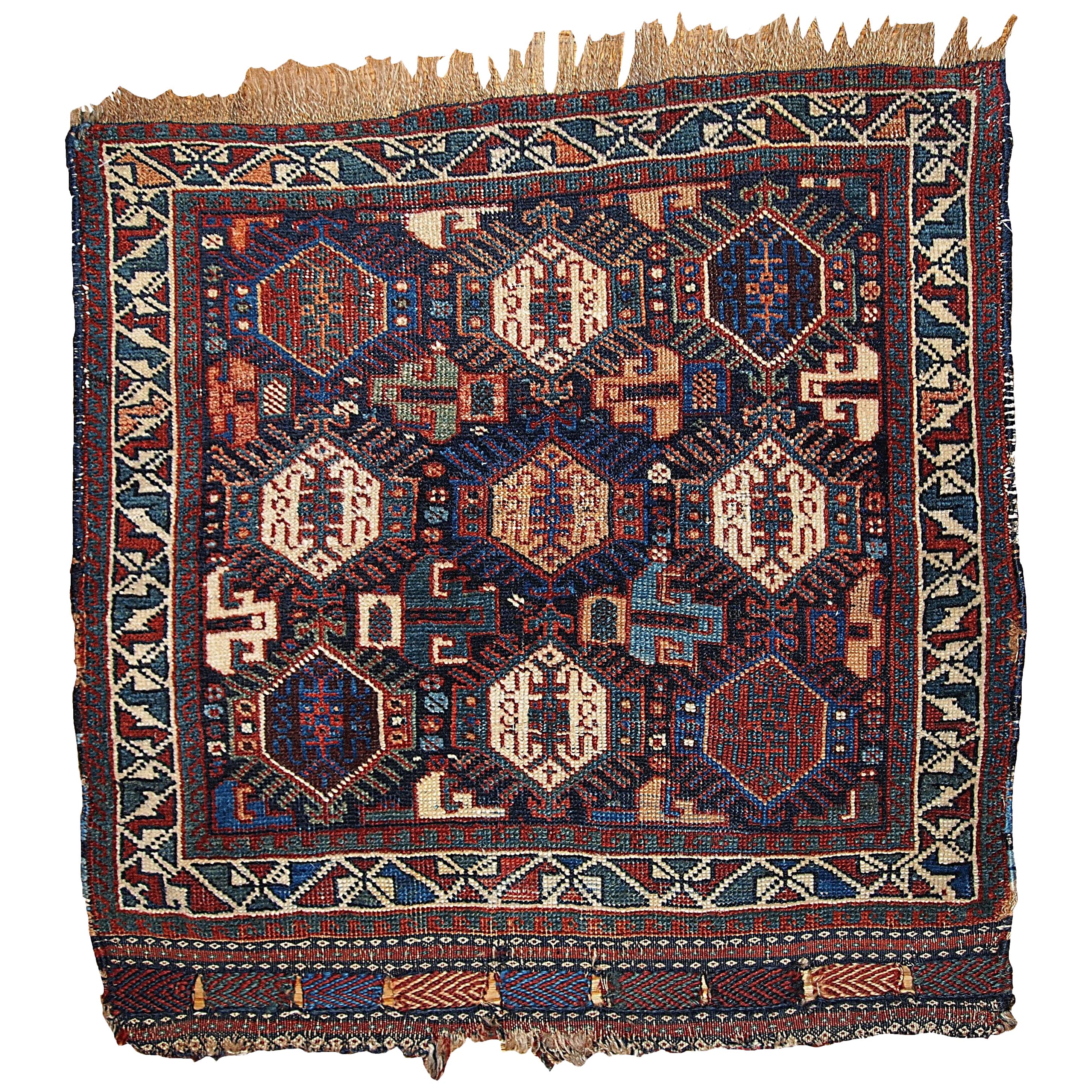 Face de sac de style Khamseh antique faite à la main, années 1880, 1B318