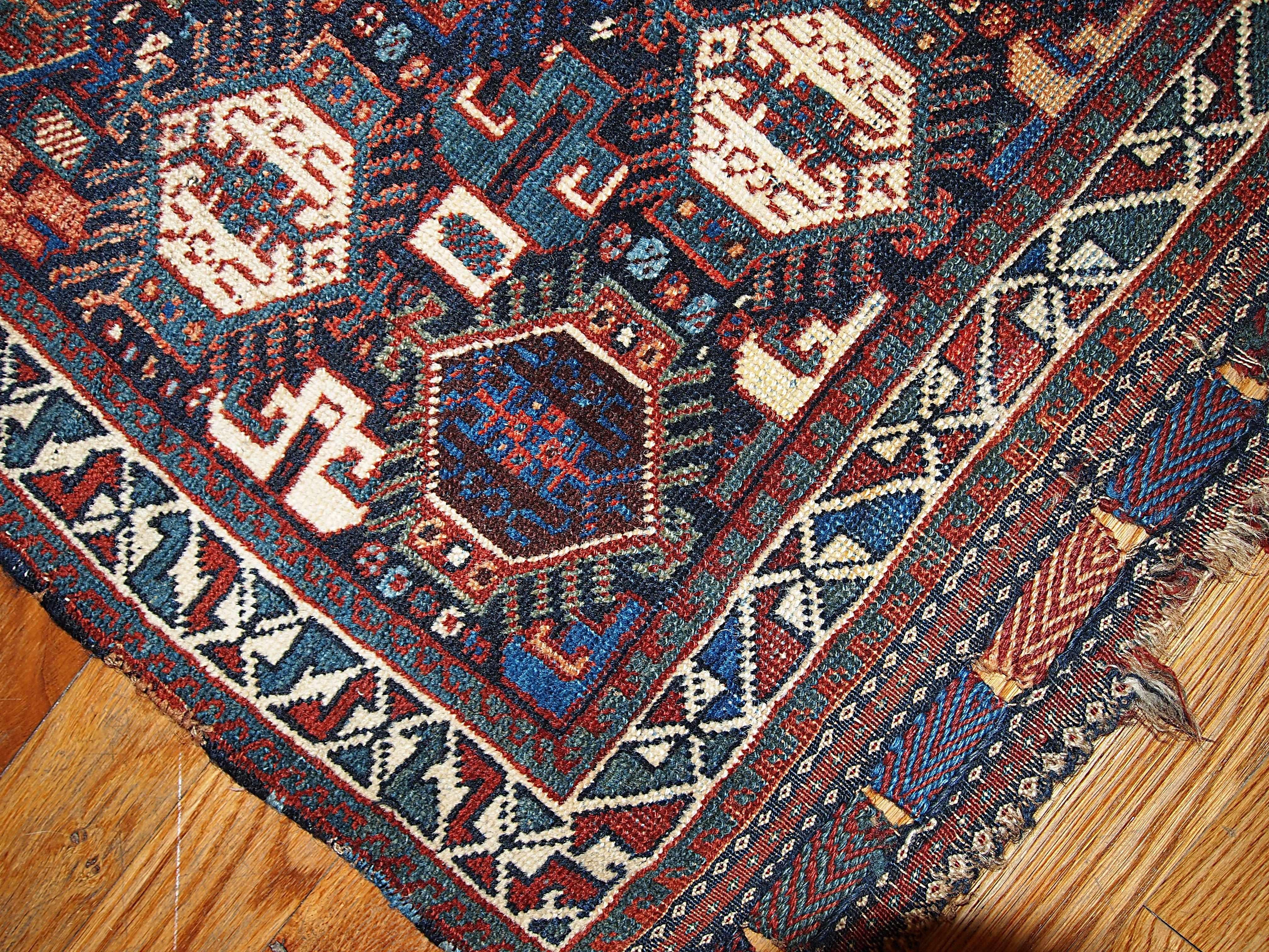 Hand-Knotted Handmade Antique Khamseh Style Bag Face, 1880s, 1B318 For Sale