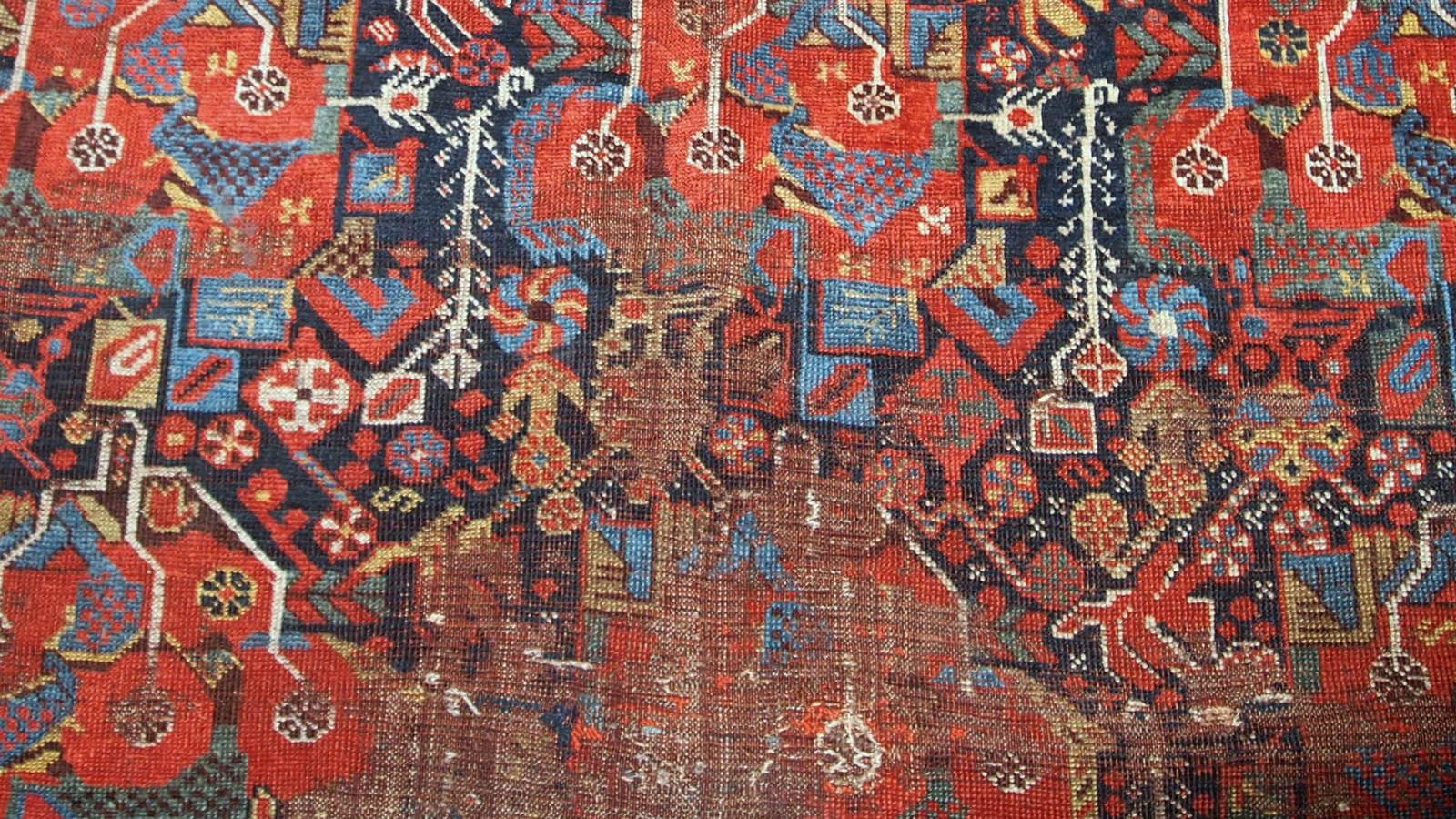 Mid-19th Century Handmade Antique Khamseh Style Rug, 1840s, 1B663 For Sale