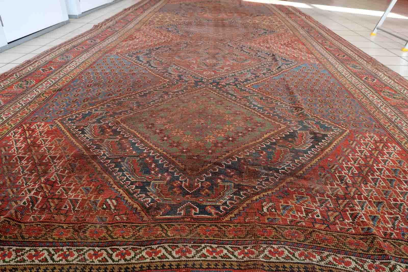 Asiatico Tappeto antico fatto a mano in stile Khamseh, 1880, 1C994 in vendita