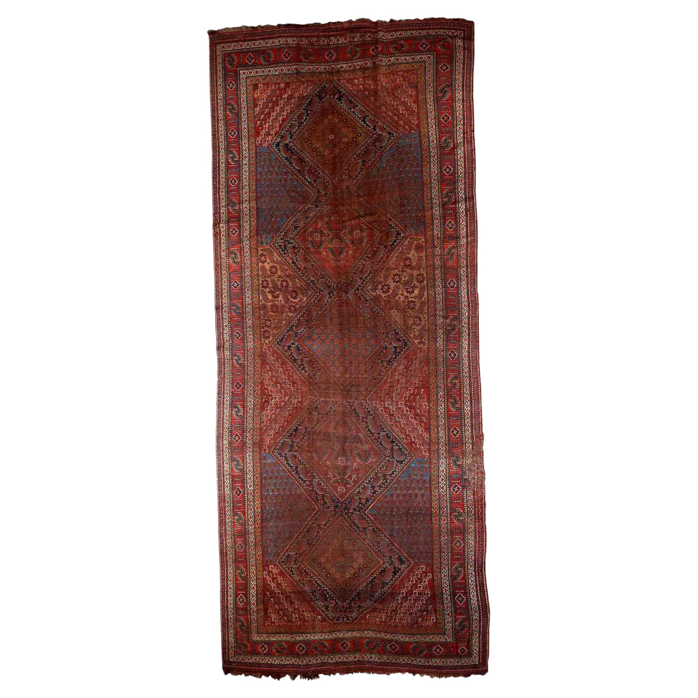 Handmade Antique Khamseh Style Rug, 1880s, 1C994