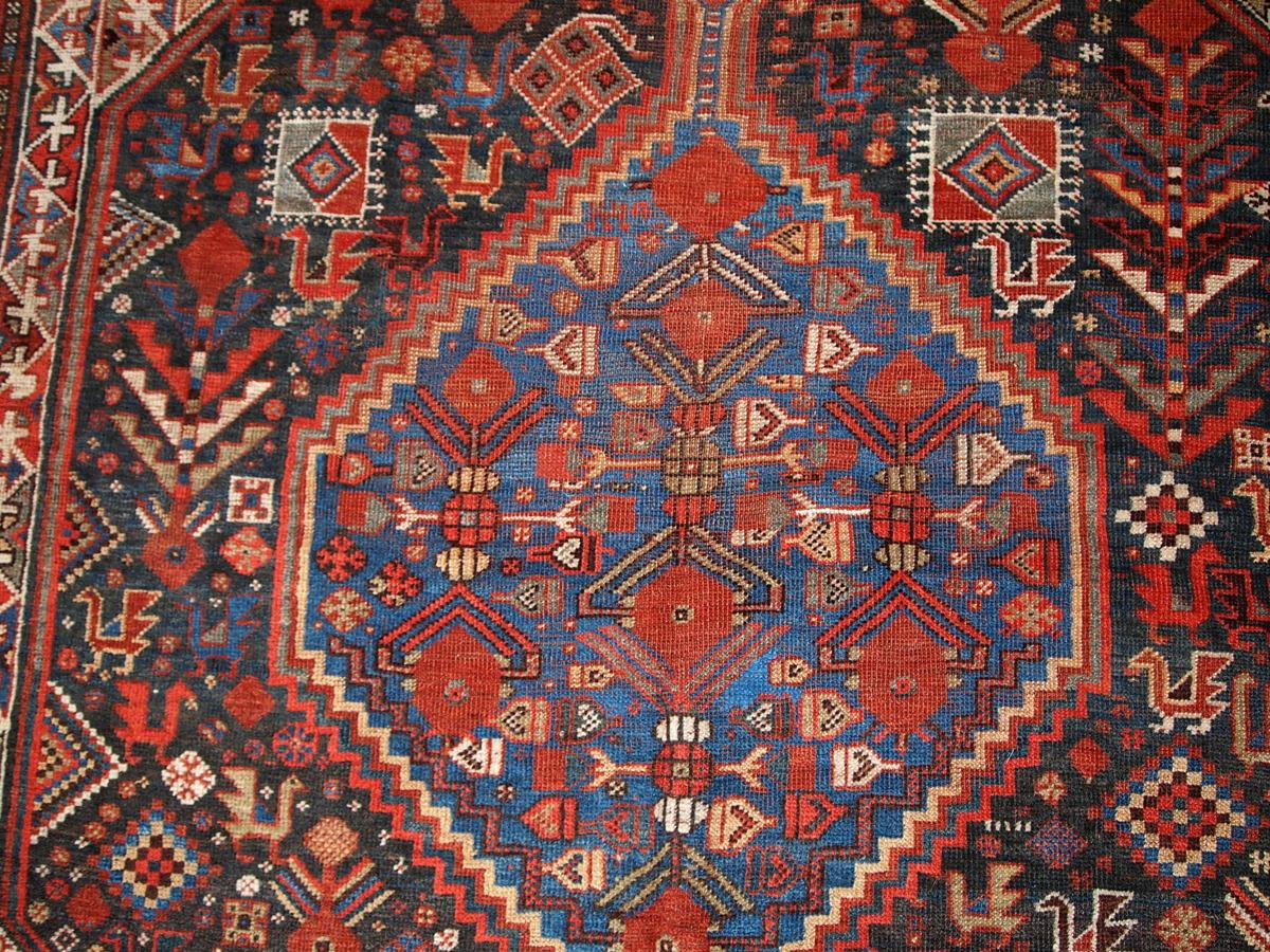 Late 19th Century Handmade Antique Khamseh Style Rug, 1880s, 1B193