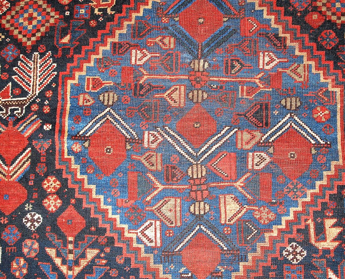 Handmade Antique Khamseh Style Rug, 1880s, 1B193 1