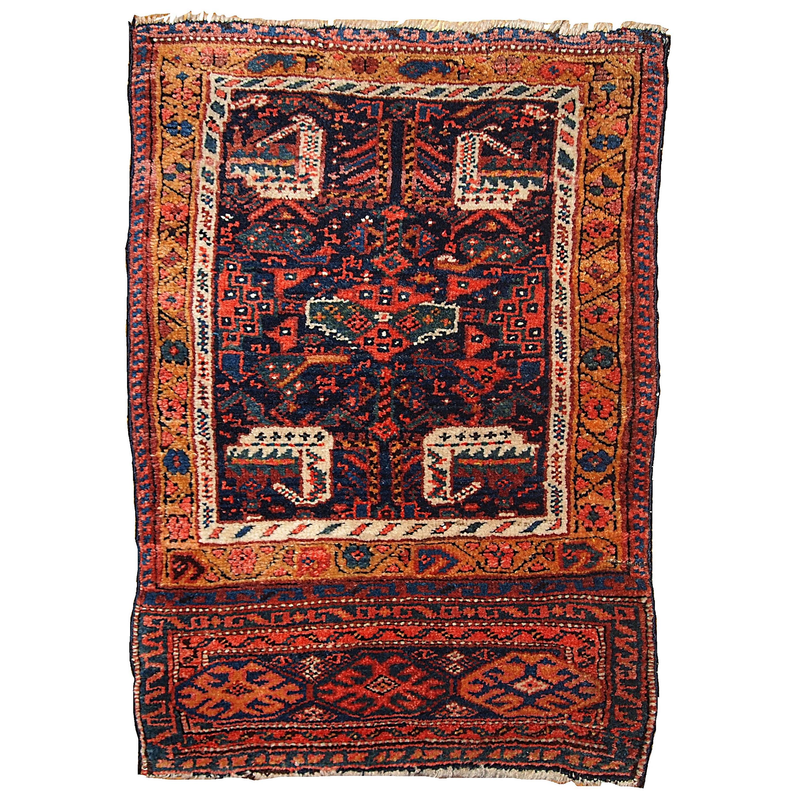 Face de sac de style kurde ancien faite à la main, années 1880, 1B354