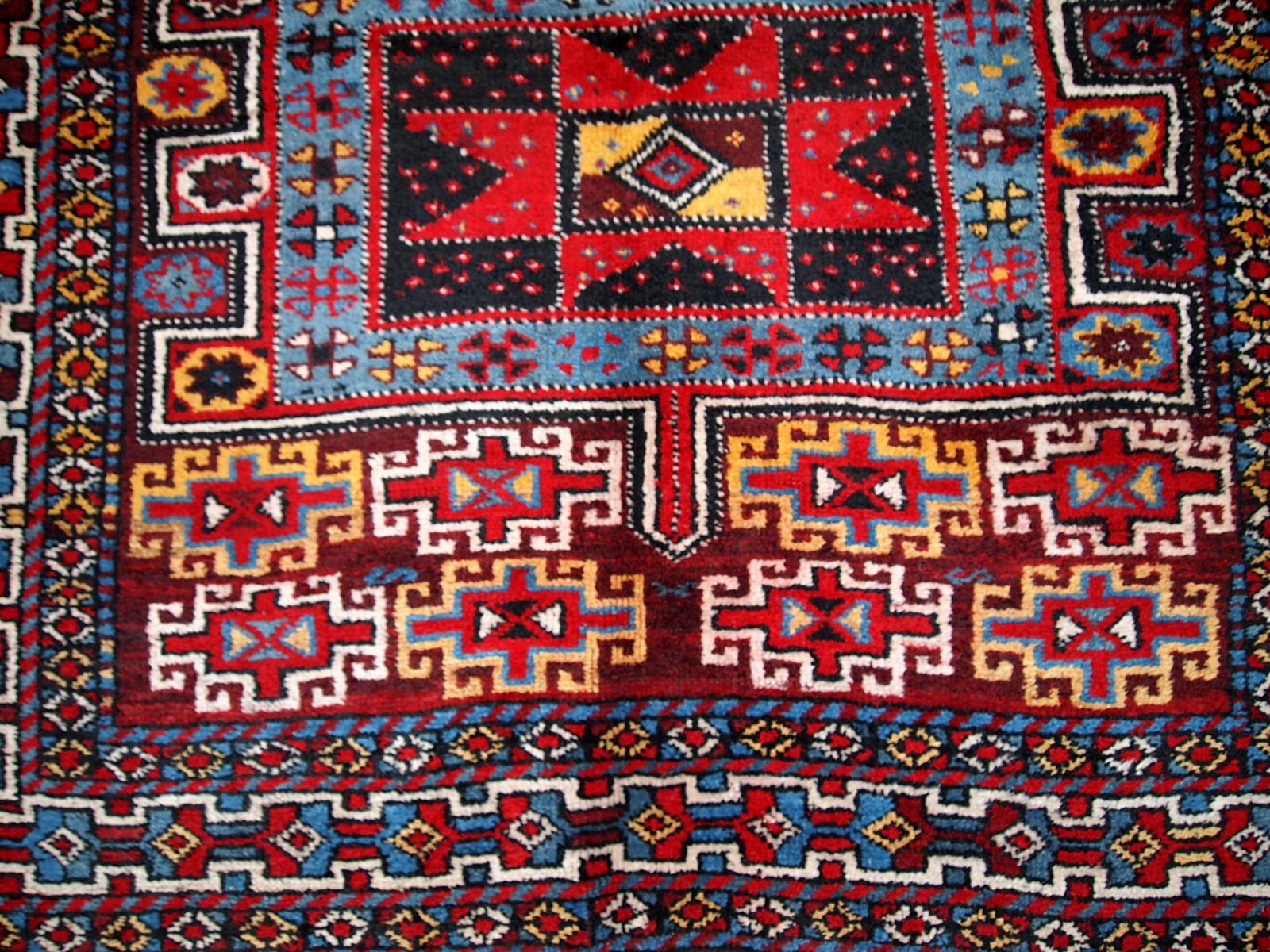 Asian Handmade Antique Kurdish Style Rug, 1880, 1B419 For Sale