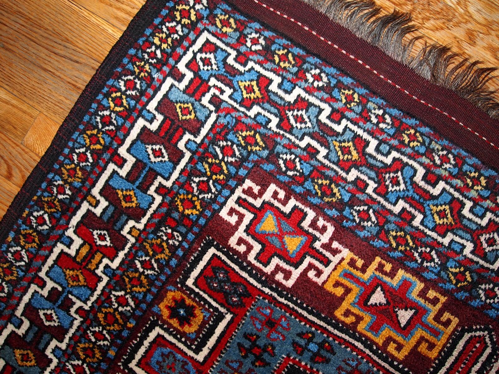Wool Handmade Antique Kurdish Style Rug, 1880, 1B419 For Sale