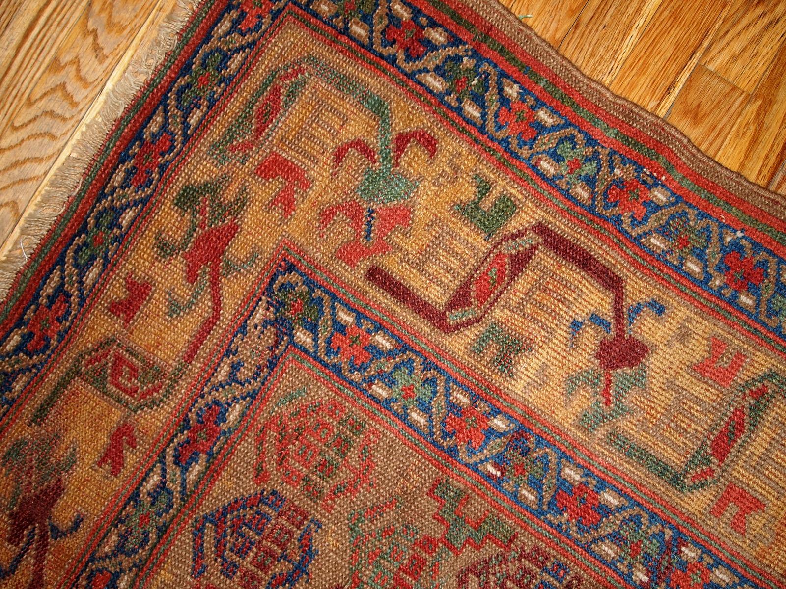 Hand-Knotted Handmade Antique Kurdish Style Rug, 1880s, 1B413 For Sale