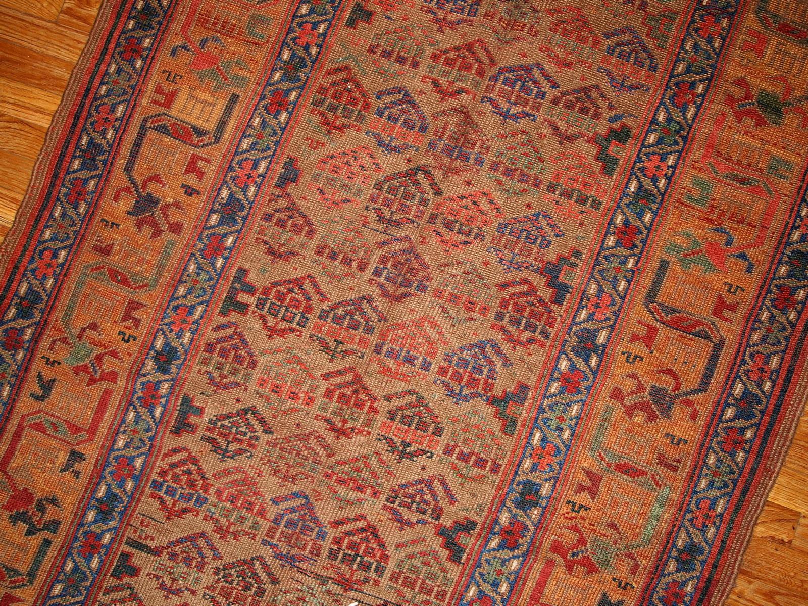 Handgefertigter antiker Teppich im kurdischen Stil, 1880er Jahre, 1B413 im Zustand „Gut“ im Angebot in Bordeaux, FR