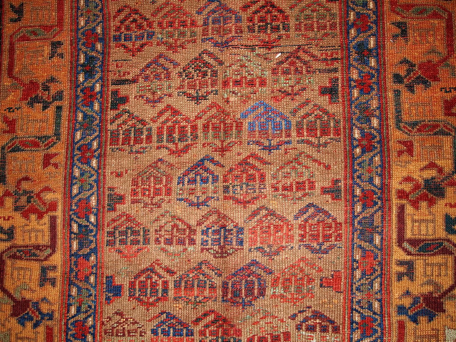 Handgefertigter antiker Teppich im kurdischen Stil, 1880er Jahre, 1B413 (Spätes 19. Jahrhundert) im Angebot