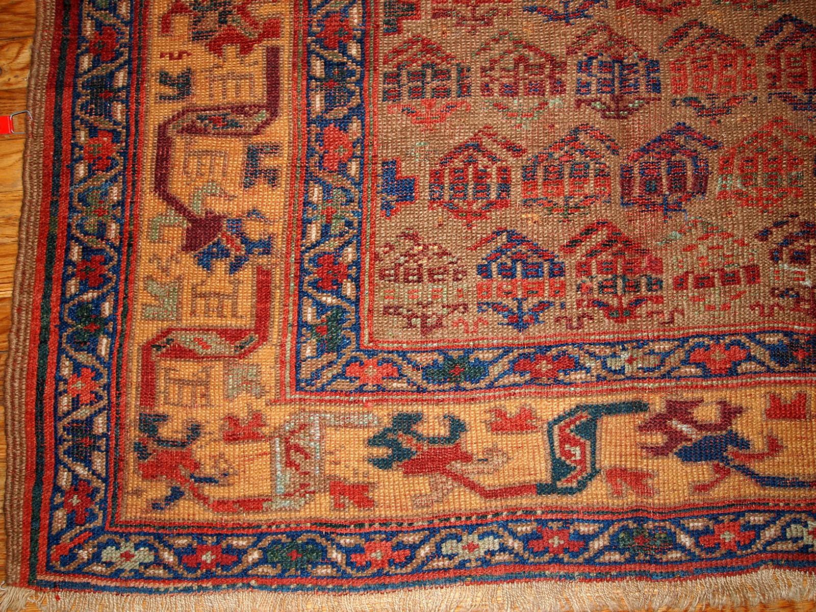 Wool Handmade Antique Kurdish Style Rug, 1880s, 1B413 For Sale