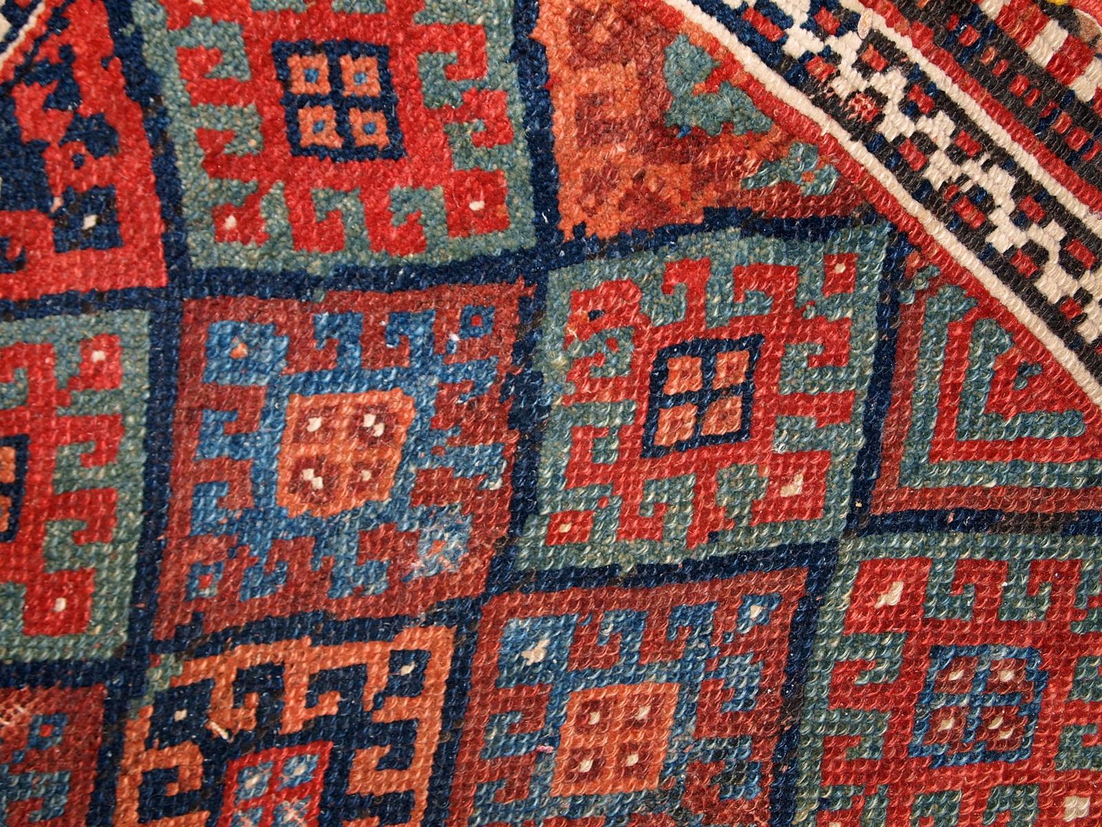 Handmade Antique Kurdish Style Rug, 1880s, 1C451 In Fair Condition For Sale In Bordeaux, FR