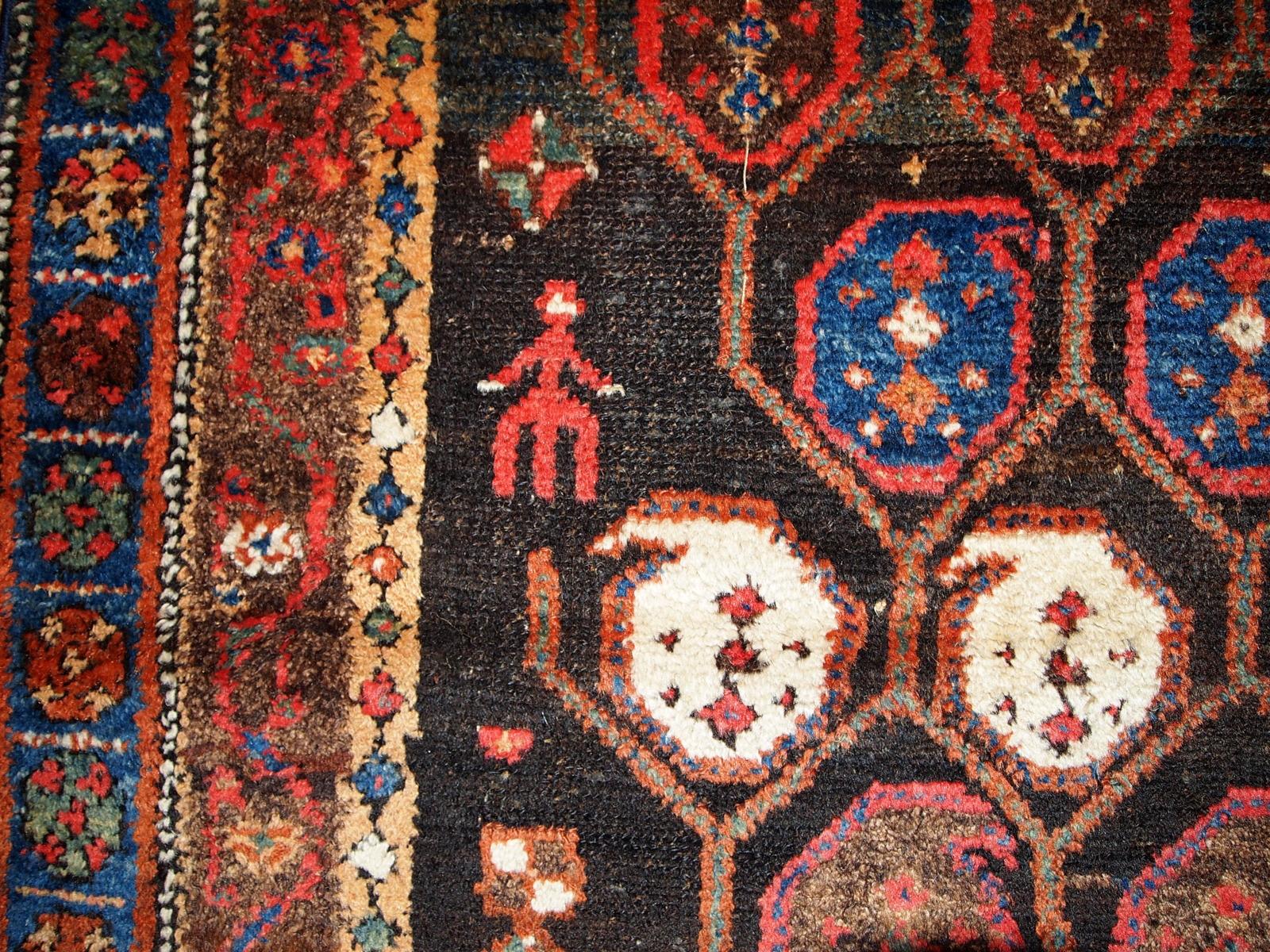 Handgefertigter antiker Teppich im kurdischen Stil, 1880er Jahre, 1B418 im Zustand „Gut“ im Angebot in Bordeaux, FR