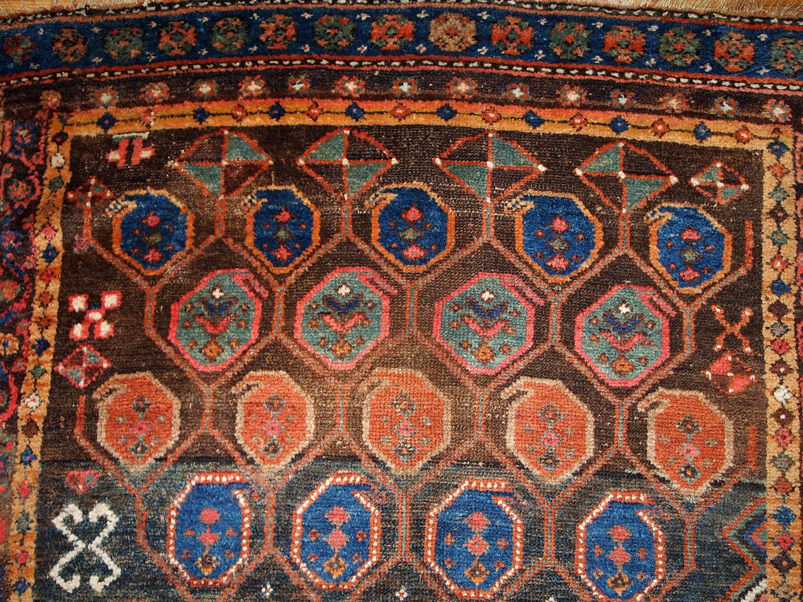 Handgefertigter antiker Teppich im kurdischen Stil, 1880er Jahre, 1B418 (Spätes 19. Jahrhundert) im Angebot