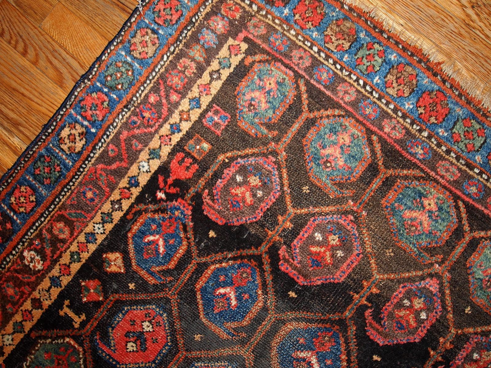 Wool Handmade Antique Kurdish Style Rug, 1880s, 1B418 For Sale