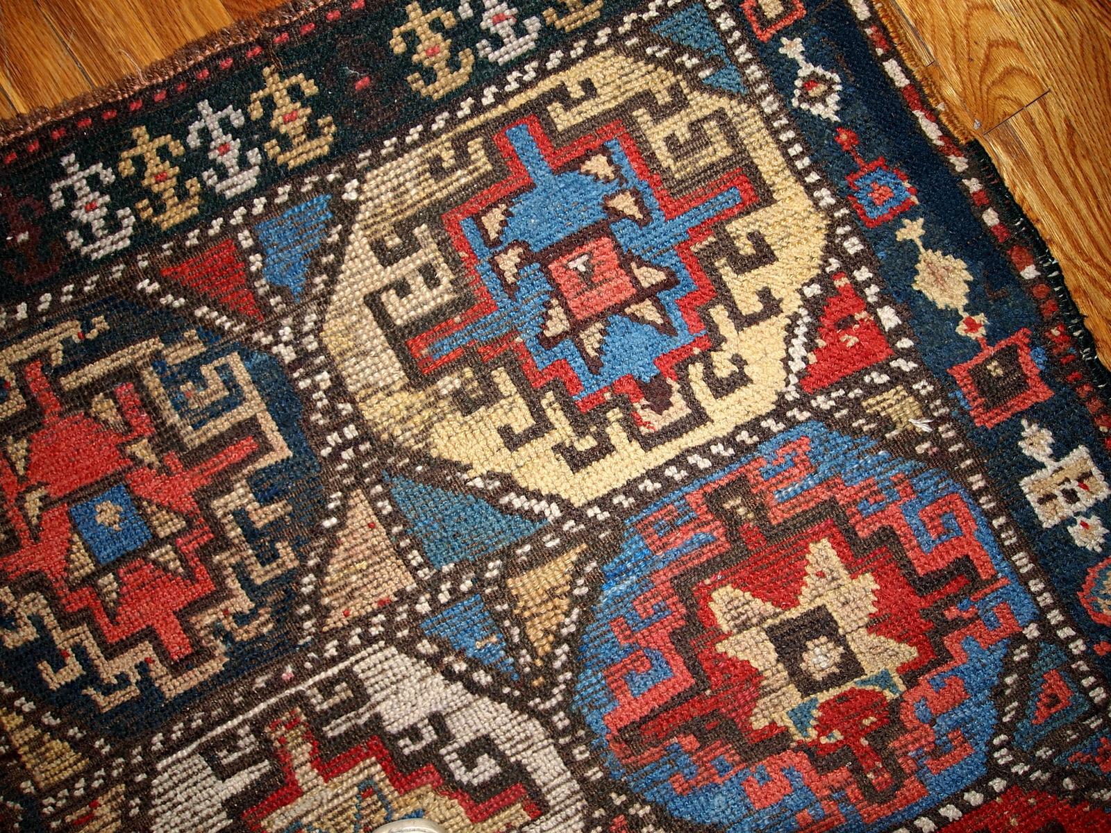 Hand-Knotted Handmade Antique Kurdish Style Rug, 1870s, 1B441 For Sale