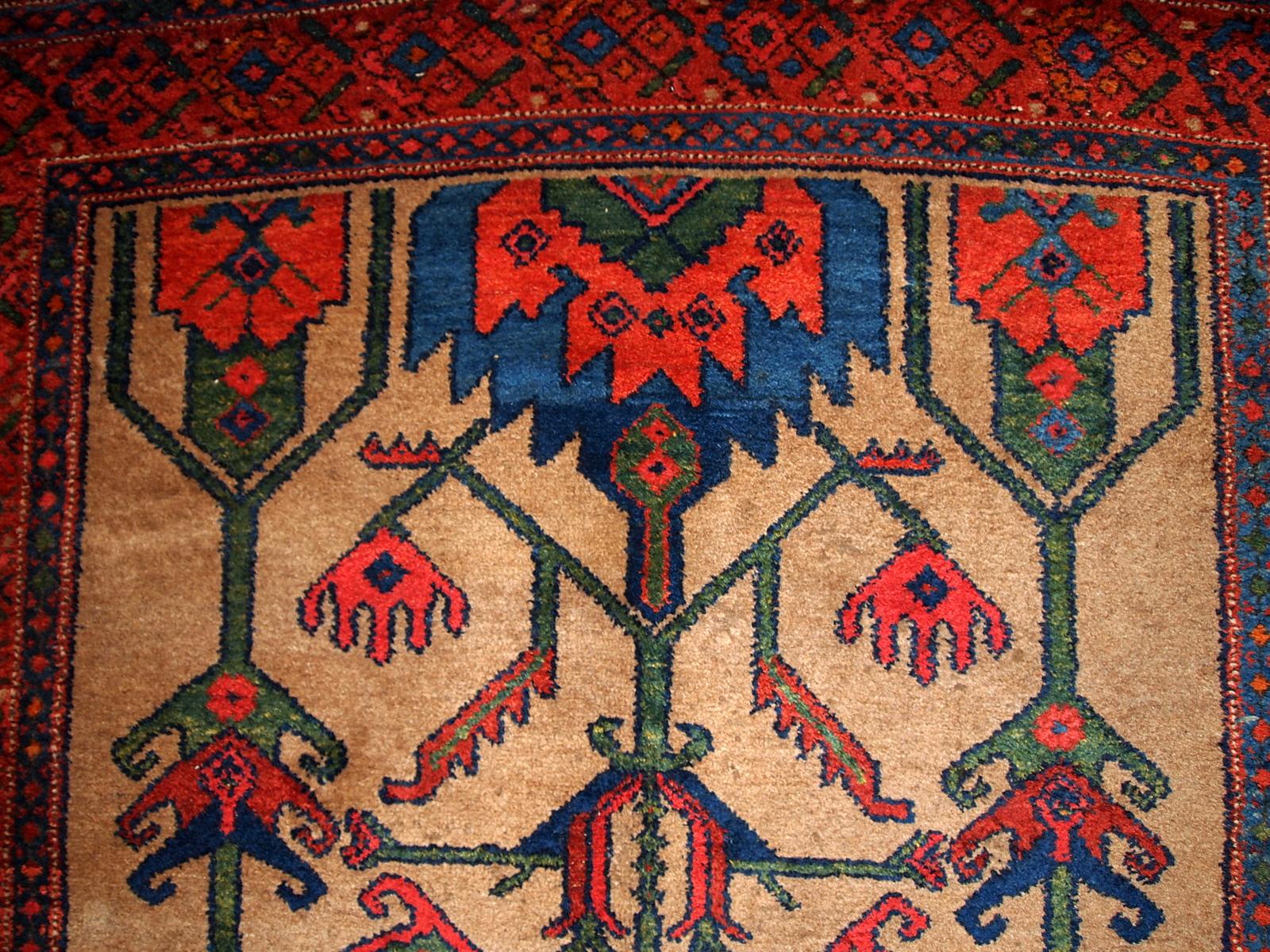 Tapis de style kurde ancien fait à la main, années 1900, 1B422 Bon état - En vente à Bordeaux, FR