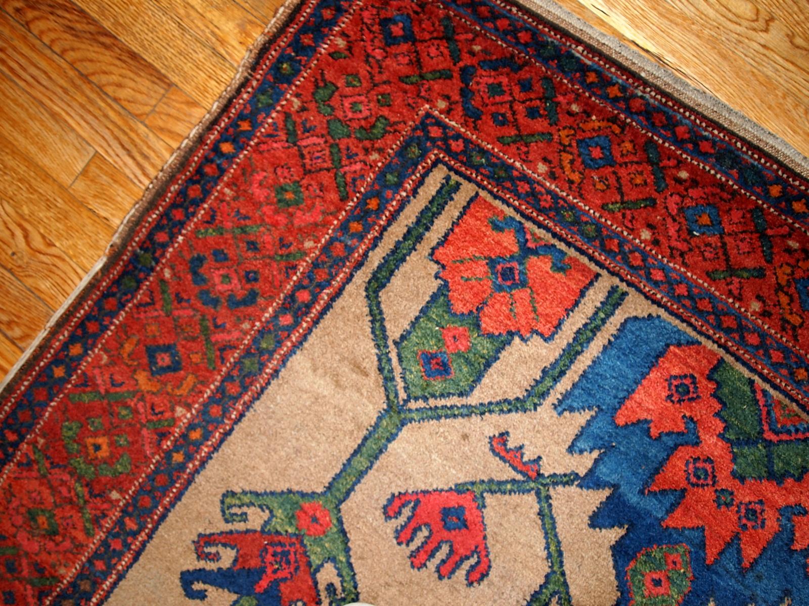 Handgefertigter antiker Teppich im kurdischen Stil, 1900er Jahre, 1B422 (Frühes 20. Jahrhundert) im Angebot