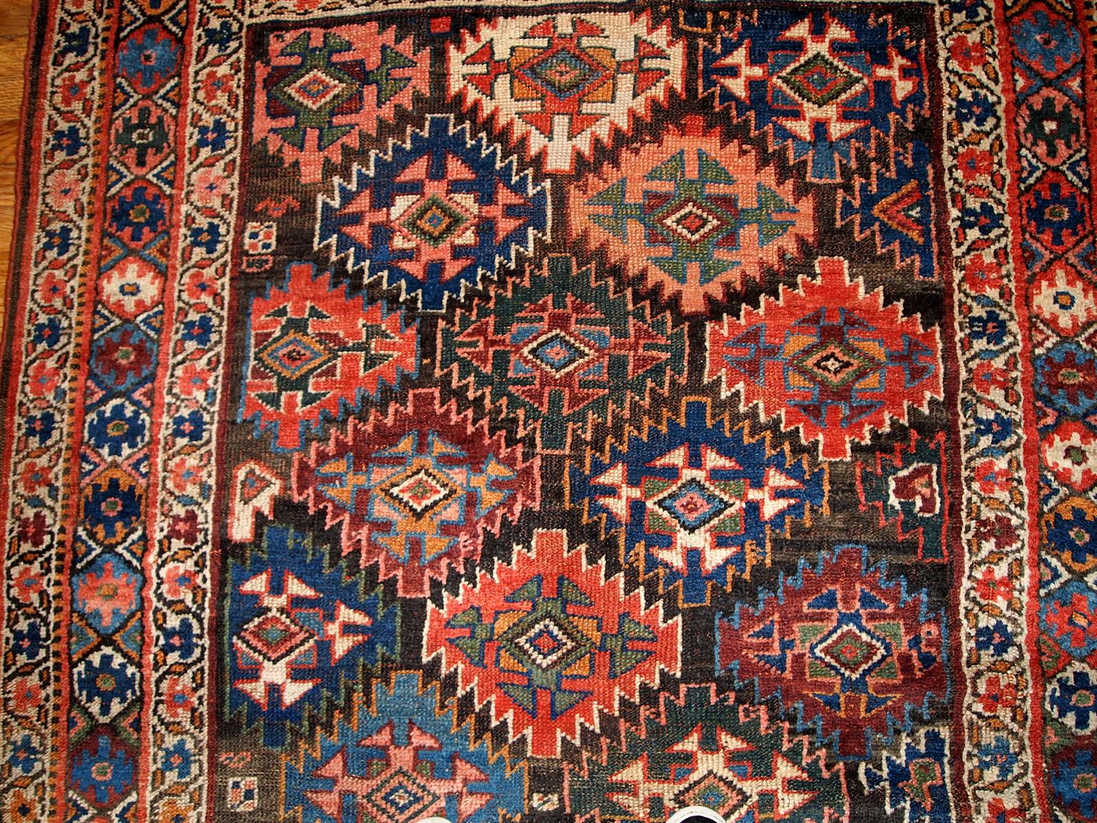 Hand-Knotted Handmade Antique Kurdish Style Rug, 1880s, 1B423 For Sale
