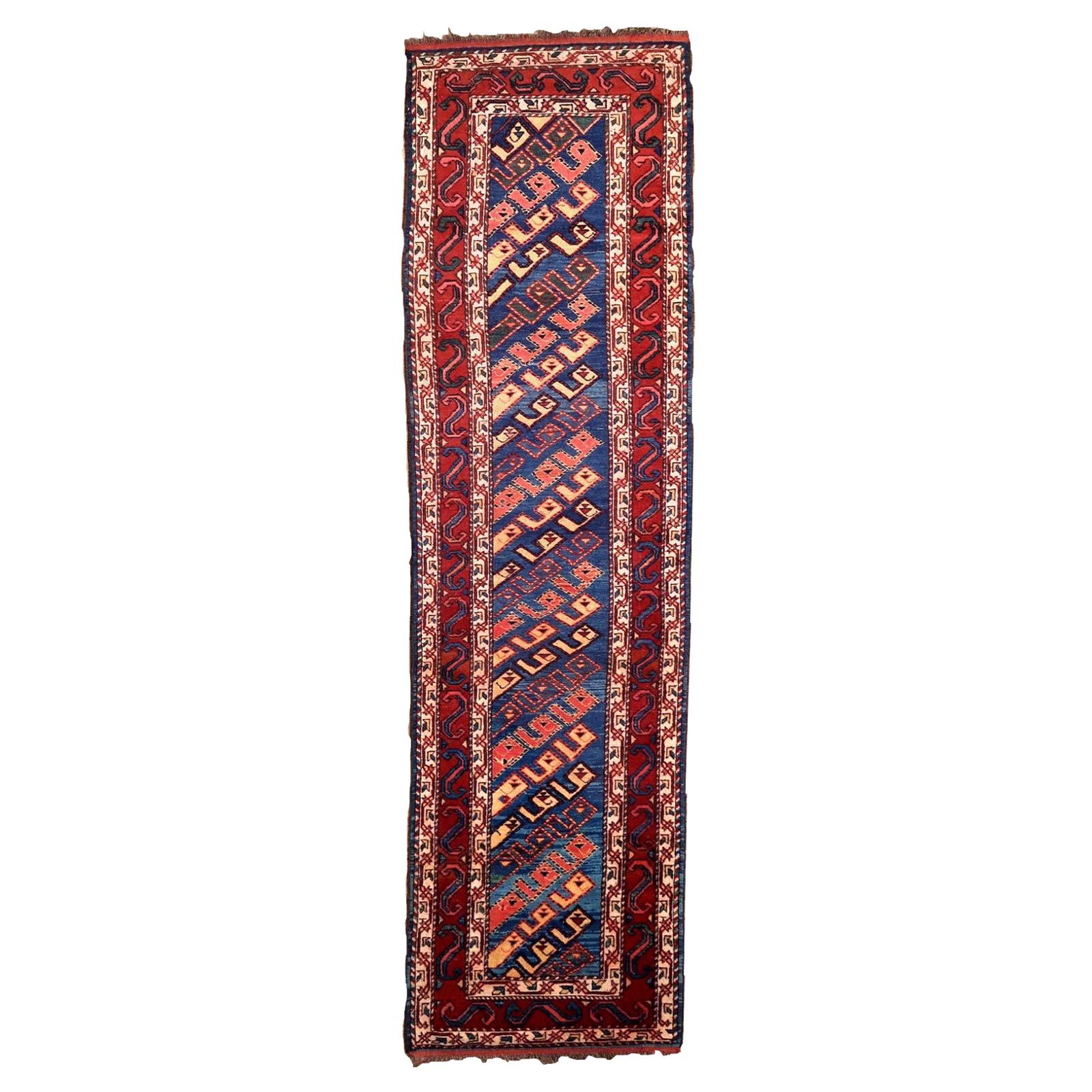 Handmade Antique Kurdish Style Runner, 1880s, 1P68