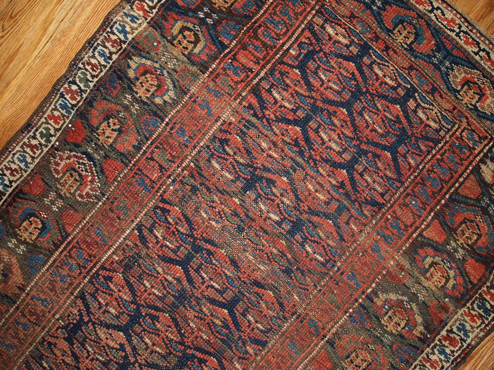 Hand-Knotted Handmade Antique Kurdish Style Runner, 1900s, 1B431 For Sale