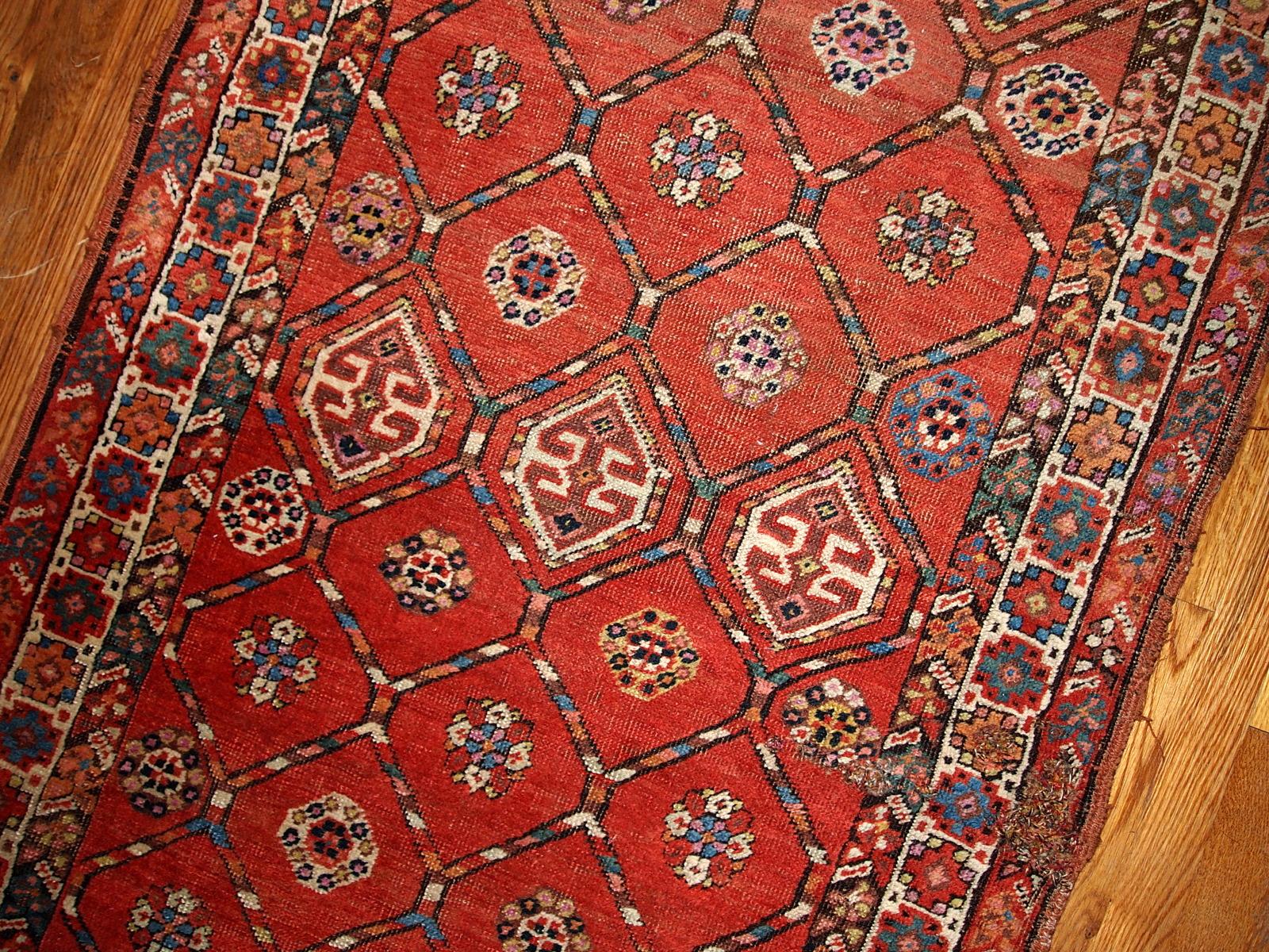 Early 20th Century Handmade Antique Kurdish Style Runner, 1900, 1B444