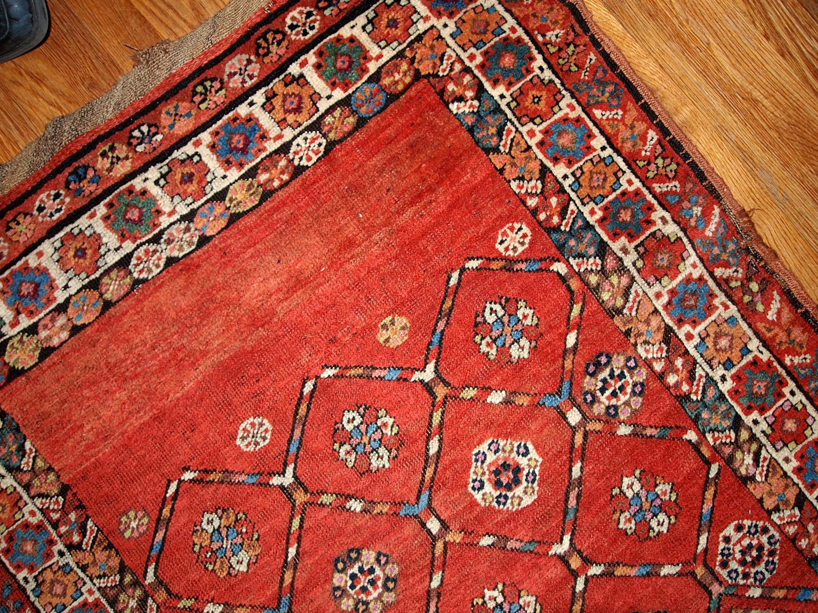 Wool Handmade Antique Kurdish Style Runner, 1900, 1B444