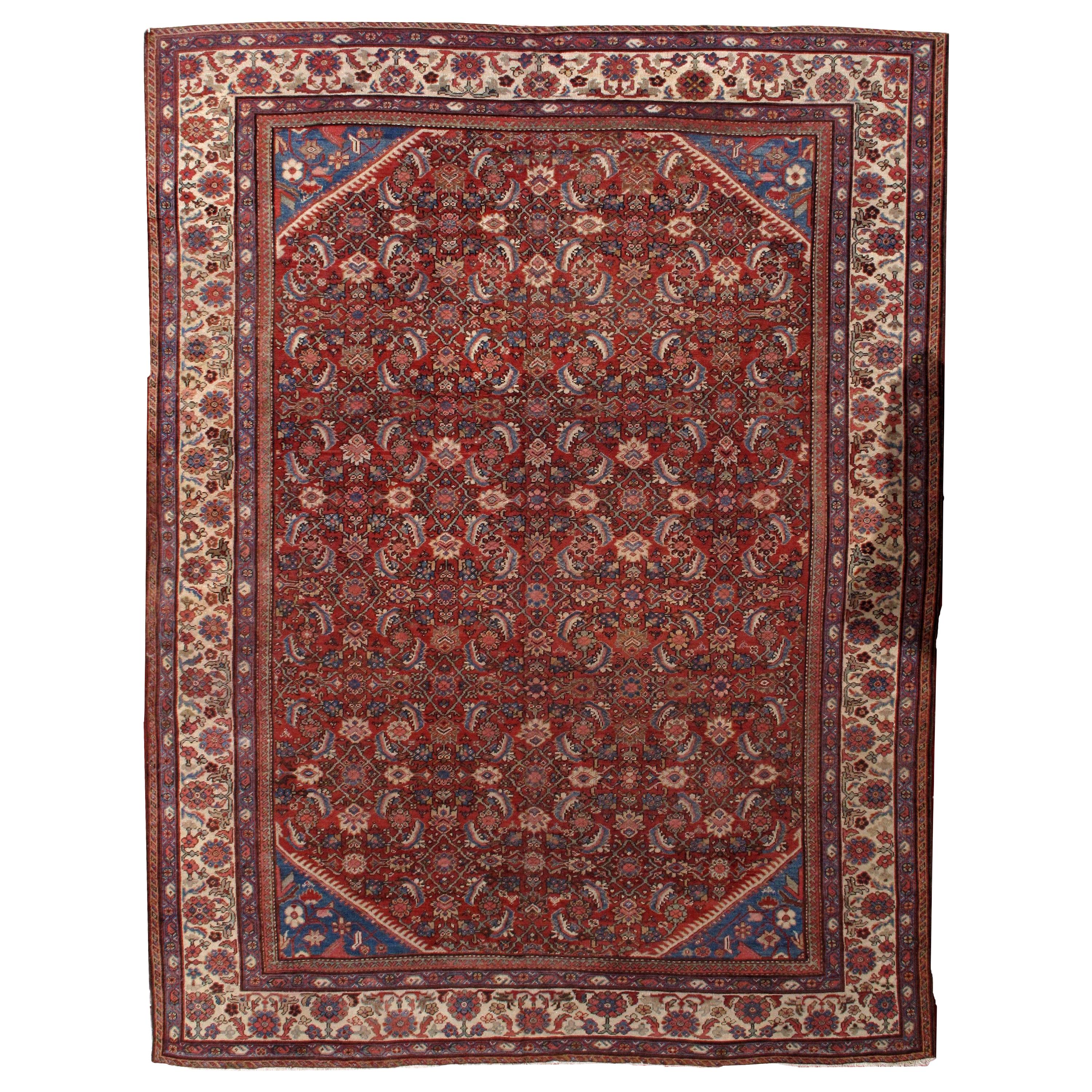 Tappeto antico in stile Mahal fatto a mano, 1900, 1B212