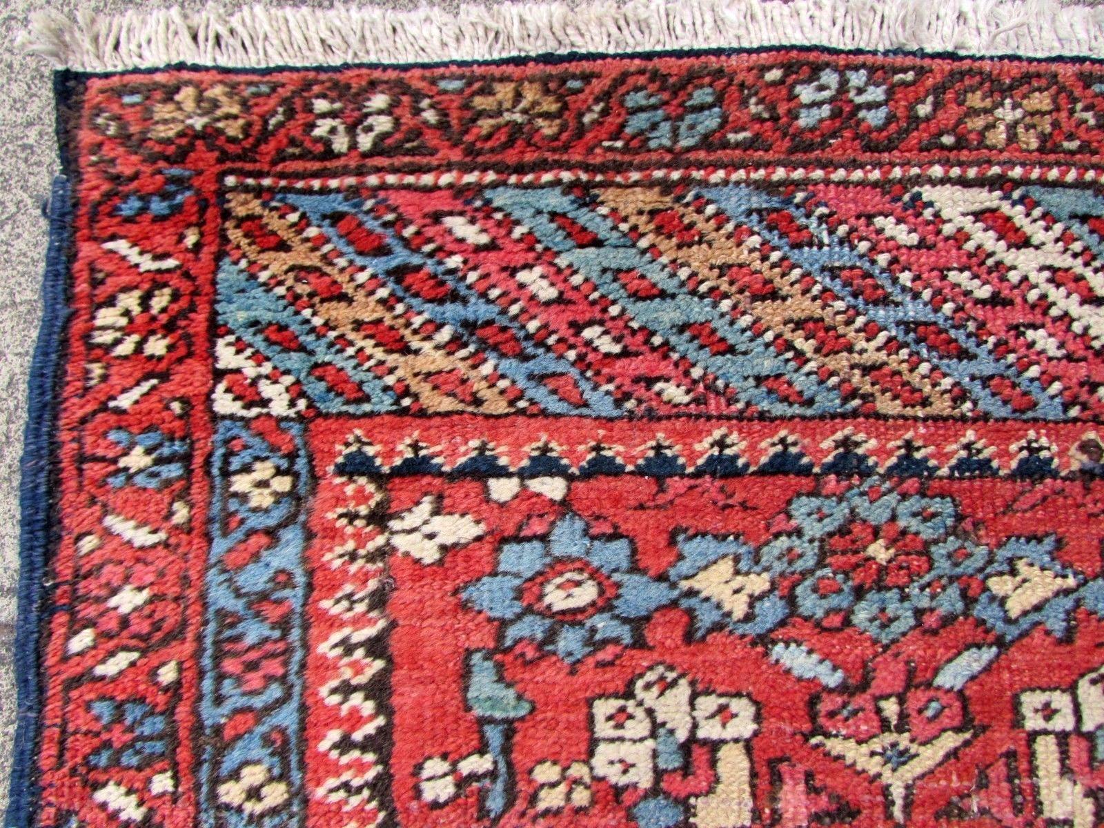 Hand-Knotted Handmade Antique Mahal Style Runner, 1910s, 1Q0074