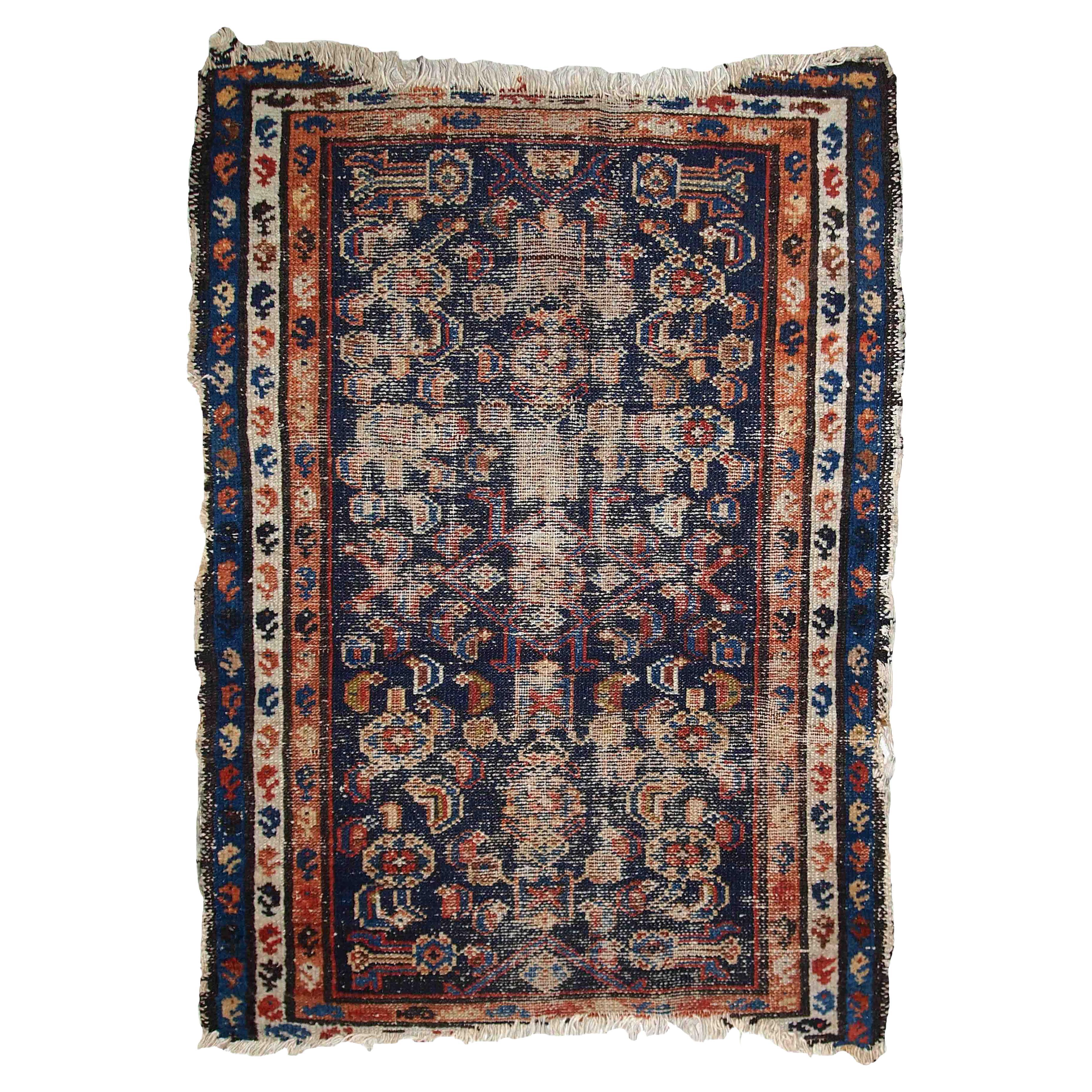 Handgefertigter antiker Teppich im Malayer-Stil, 1900er Jahre, 1C811 im Angebot