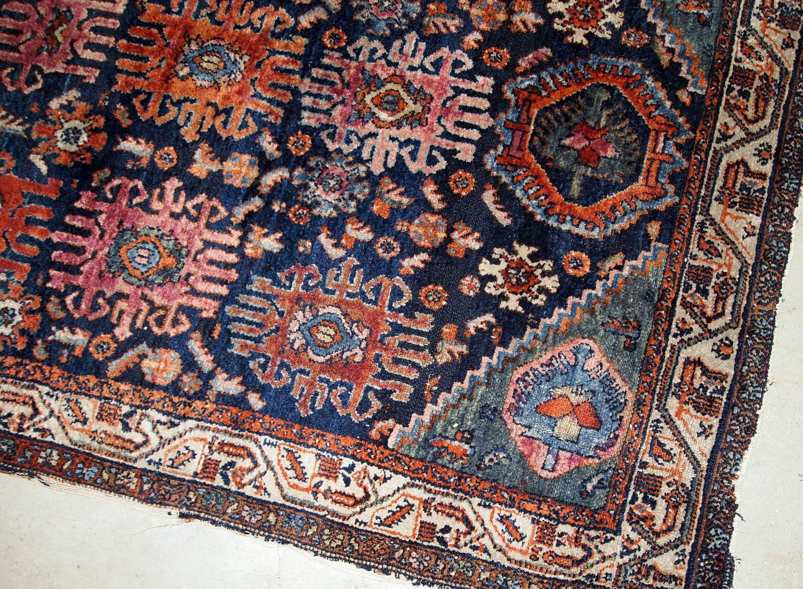 Wool Handmade Antique Malayer Style Rug, 1910s, 1B741 For Sale