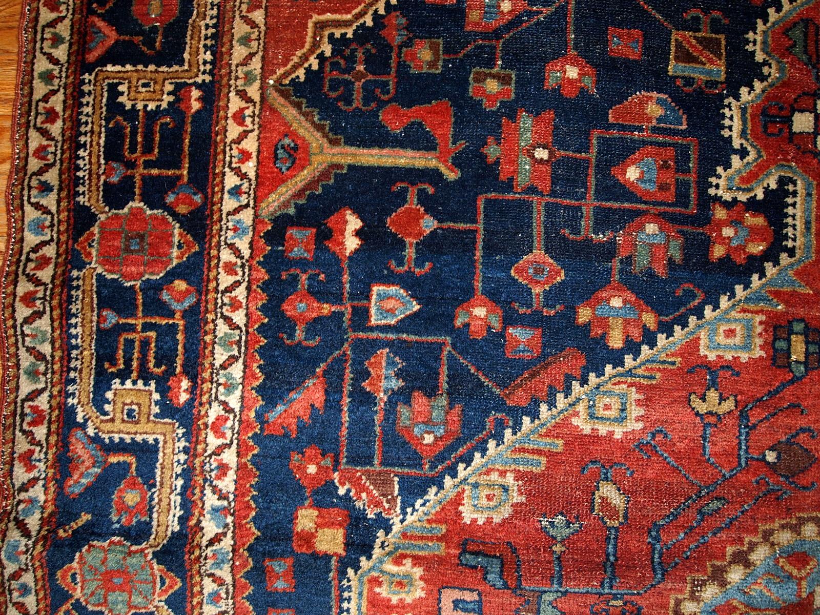 Hand-Knotted Handmade Antique Malayer Style Rug, 1920s, 1B421 For Sale